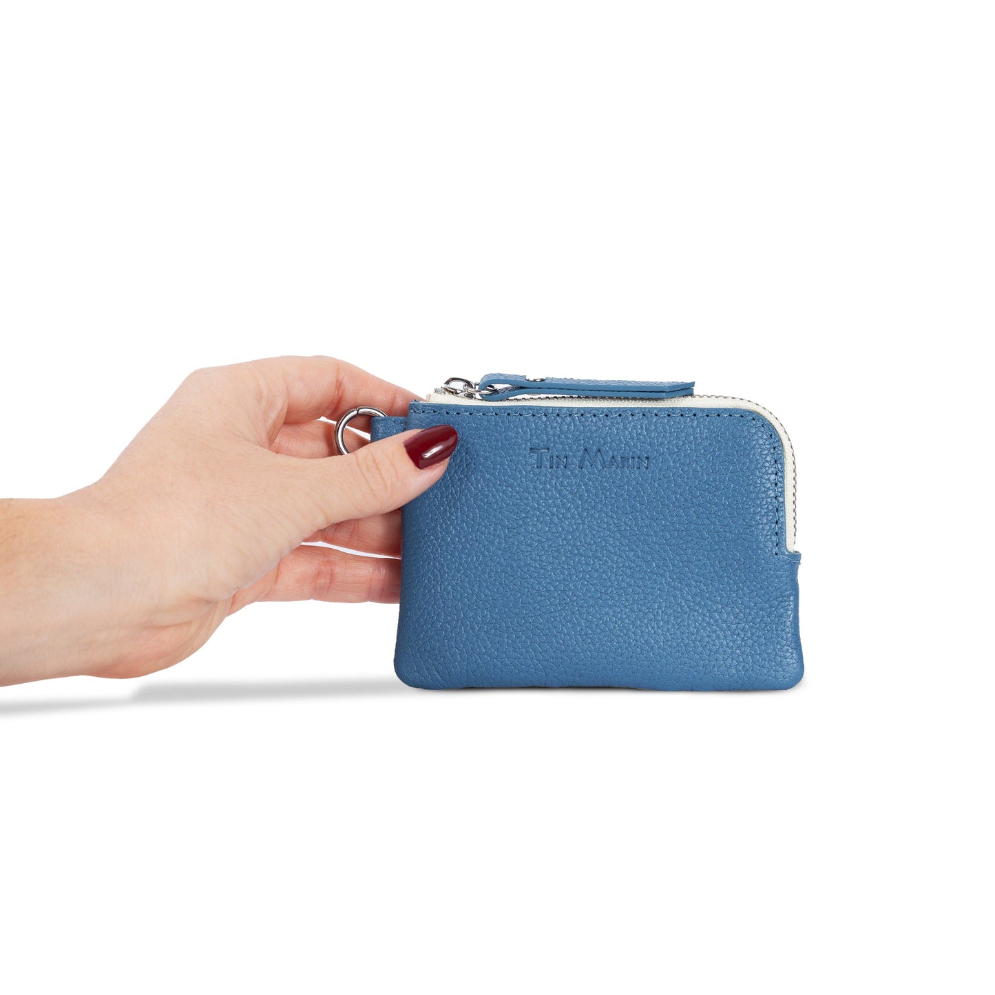 Gina Leather Top Zip Slim Wallet Tin Marin