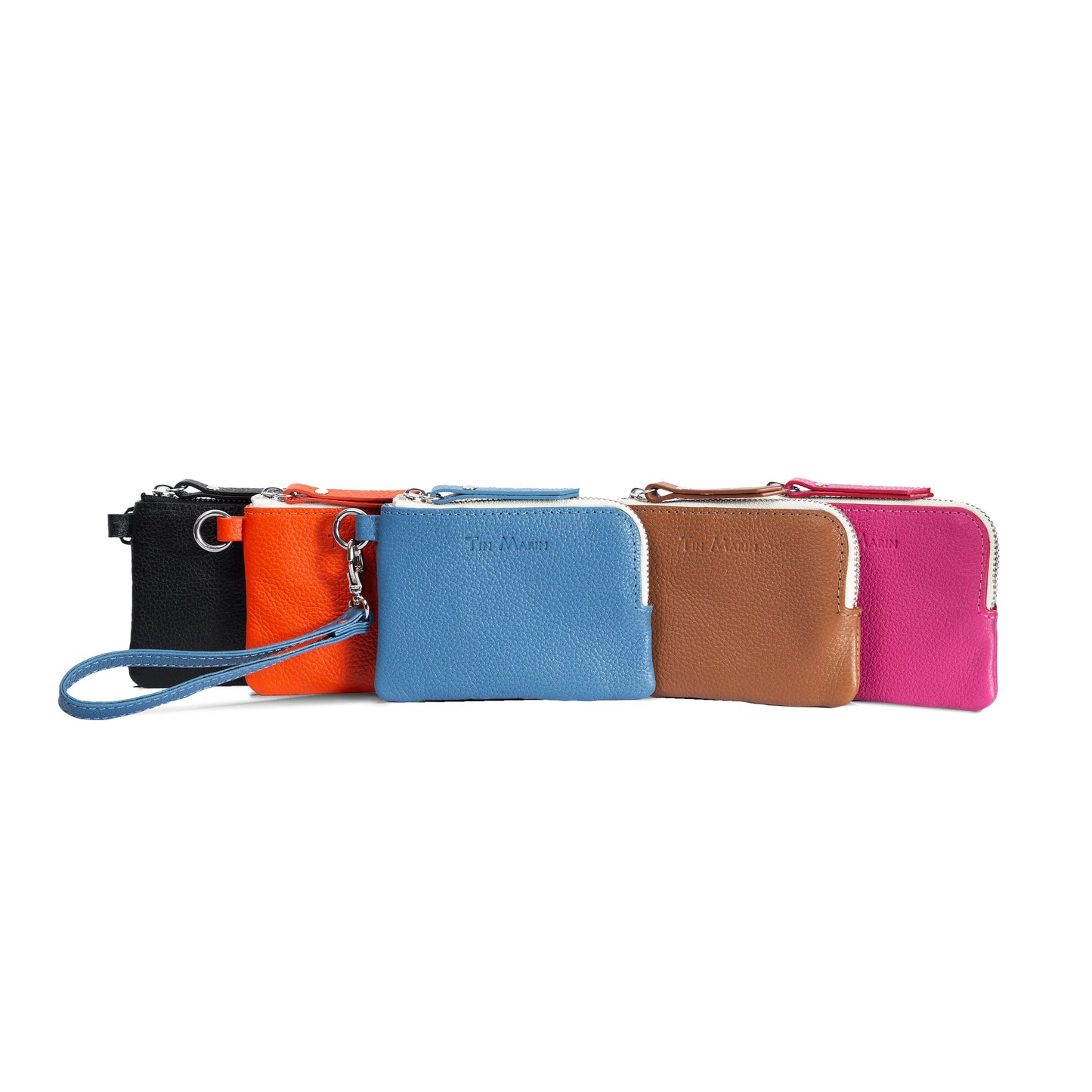 Gina Leather Top Zip Slim Wallet Tin Marin