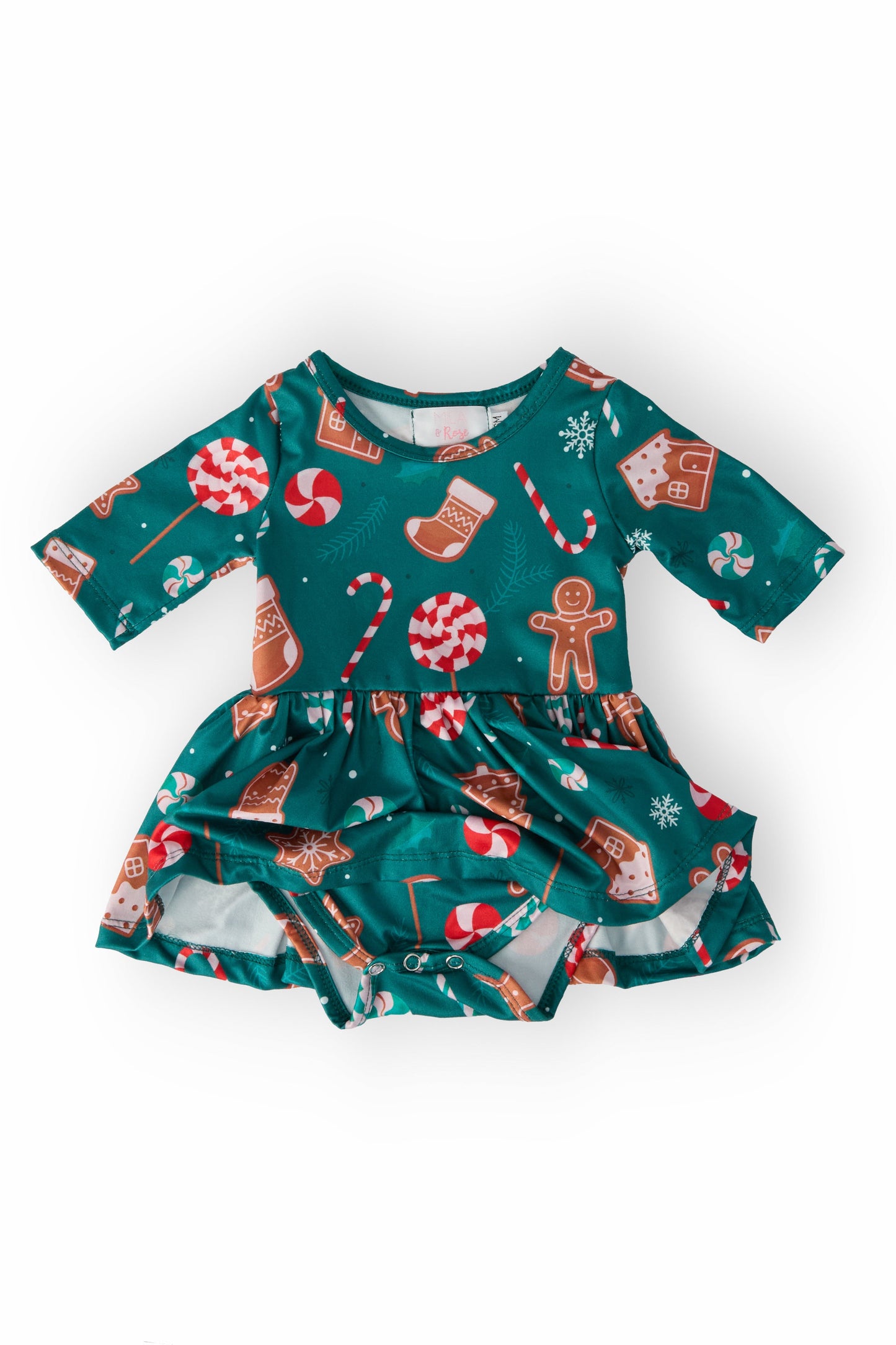 Gingerbread House 3/4 Sleeve Twirl Bodysuit Baby Clothing Mila & Rose
