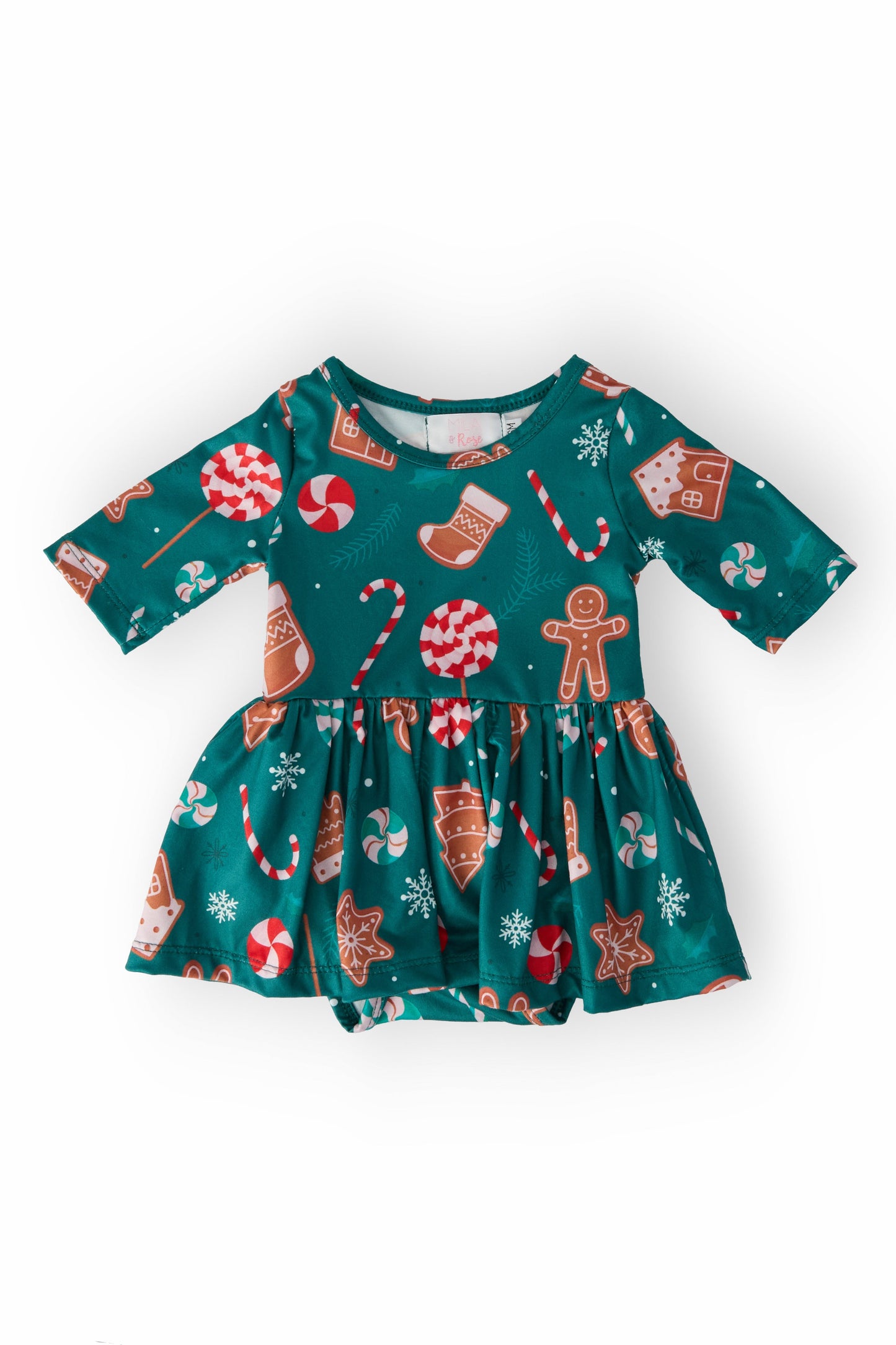 Gingerbread House 3/4 Sleeve Twirl Bodysuit Baby Clothing Mila & Rose