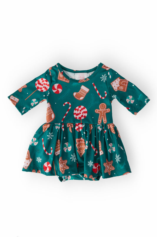 Gingerbread House 3/4 Sleeve Twirl Bodysuit Baby Clothing Mila & Rose