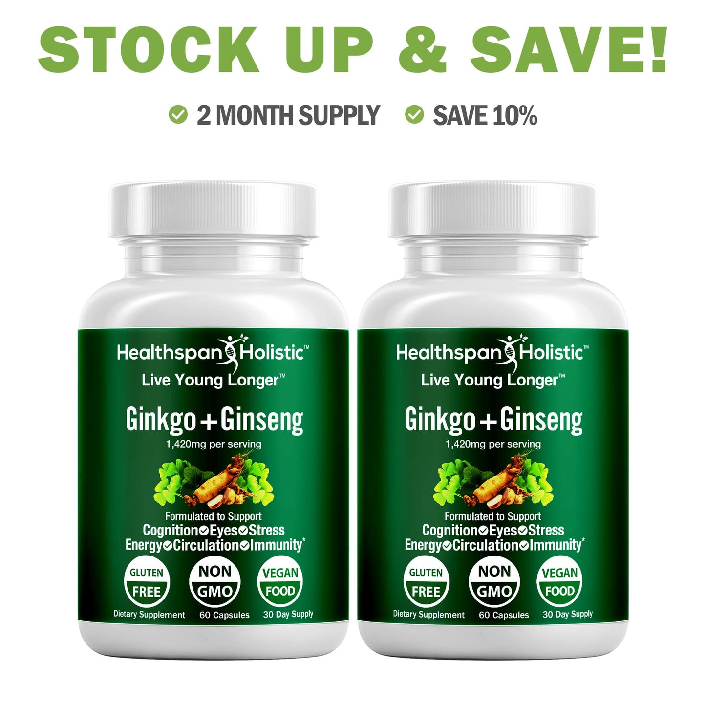 Ginkgo Biloba + Ginseng 60 Capsules