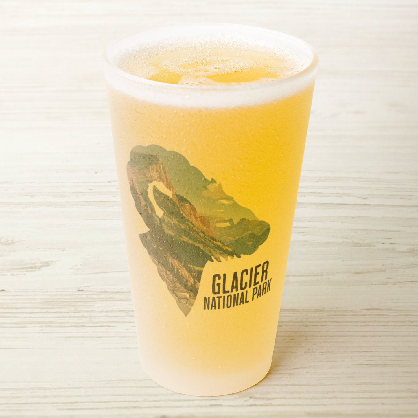 Frosted Pint Glass Big Horned Sheep Glacier National Park
