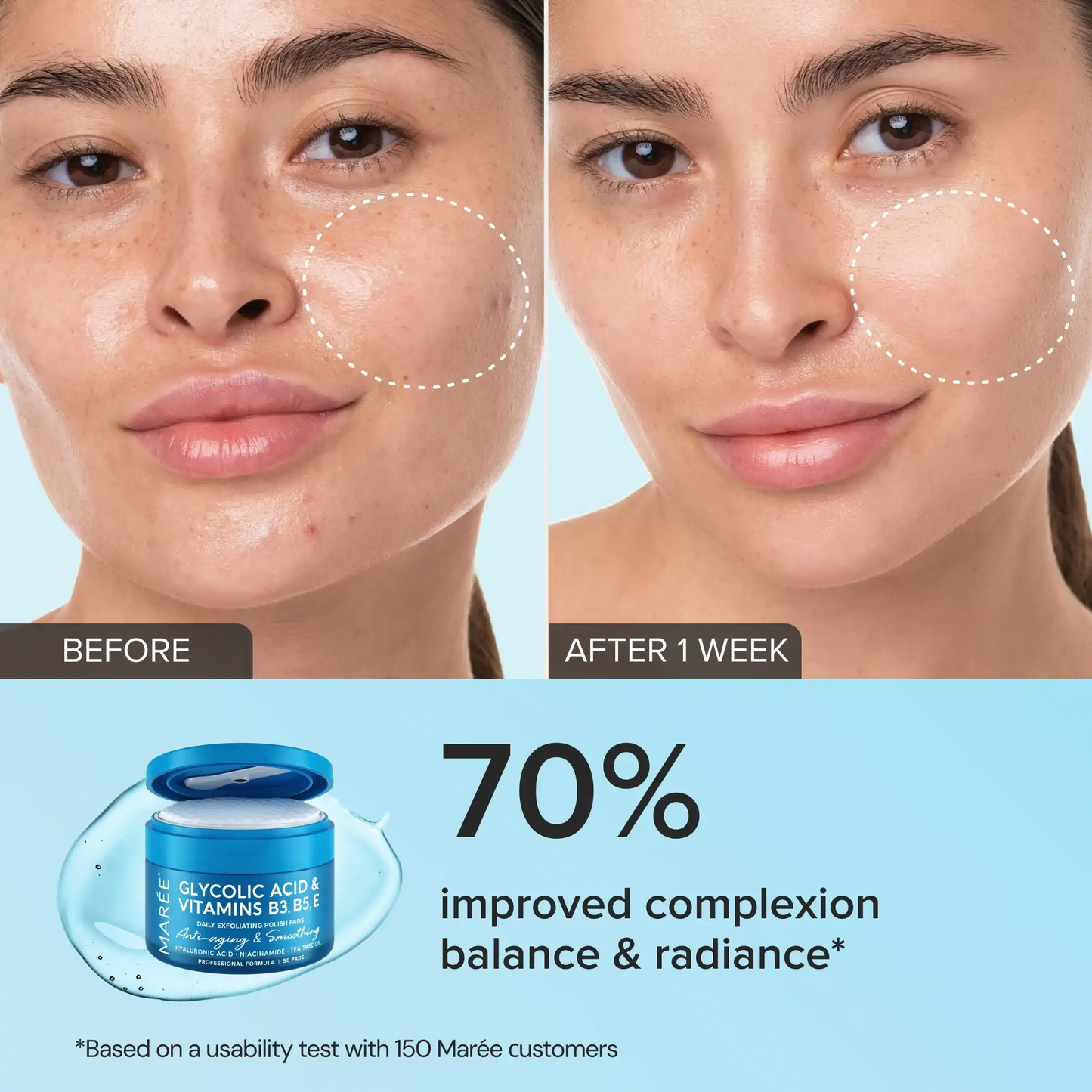 Glycolic Acid Exfoliating Pads Toner Pads MARÉE