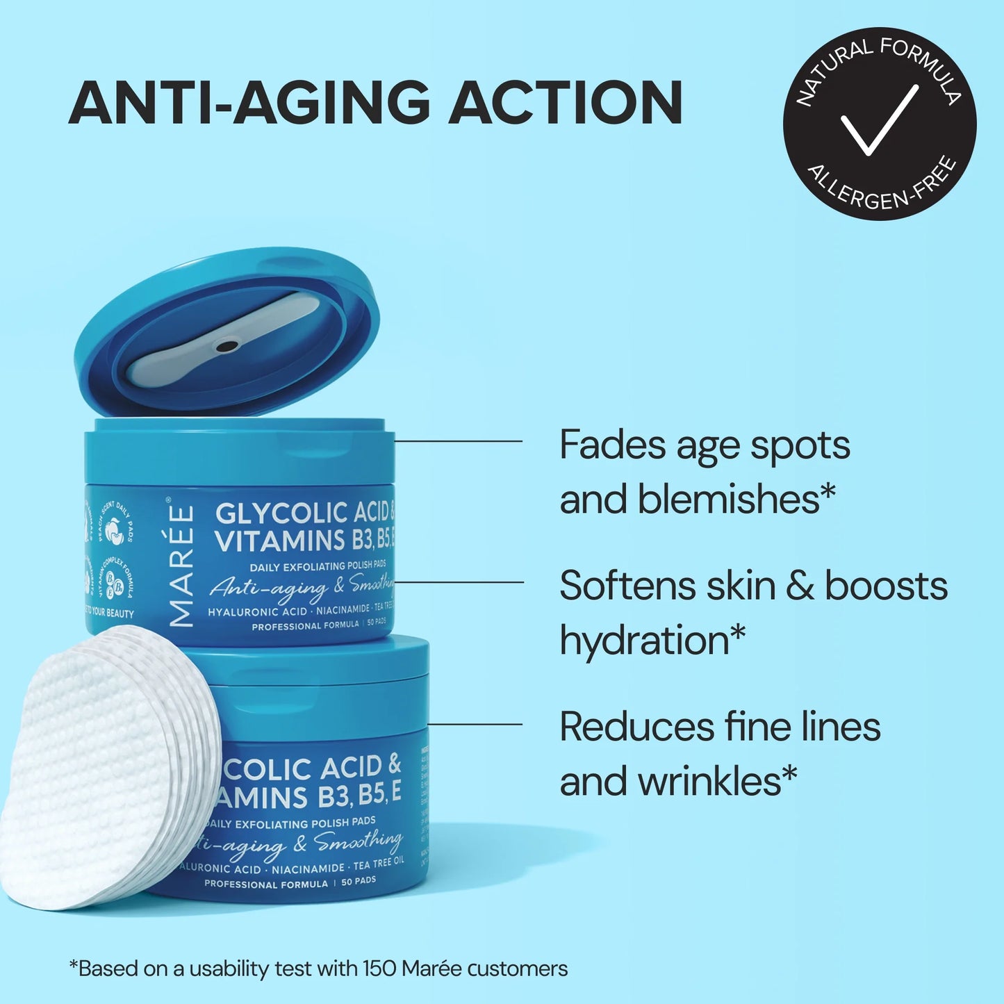 Glycolic Acid Exfoliating Pads Toner Pads MARÉE