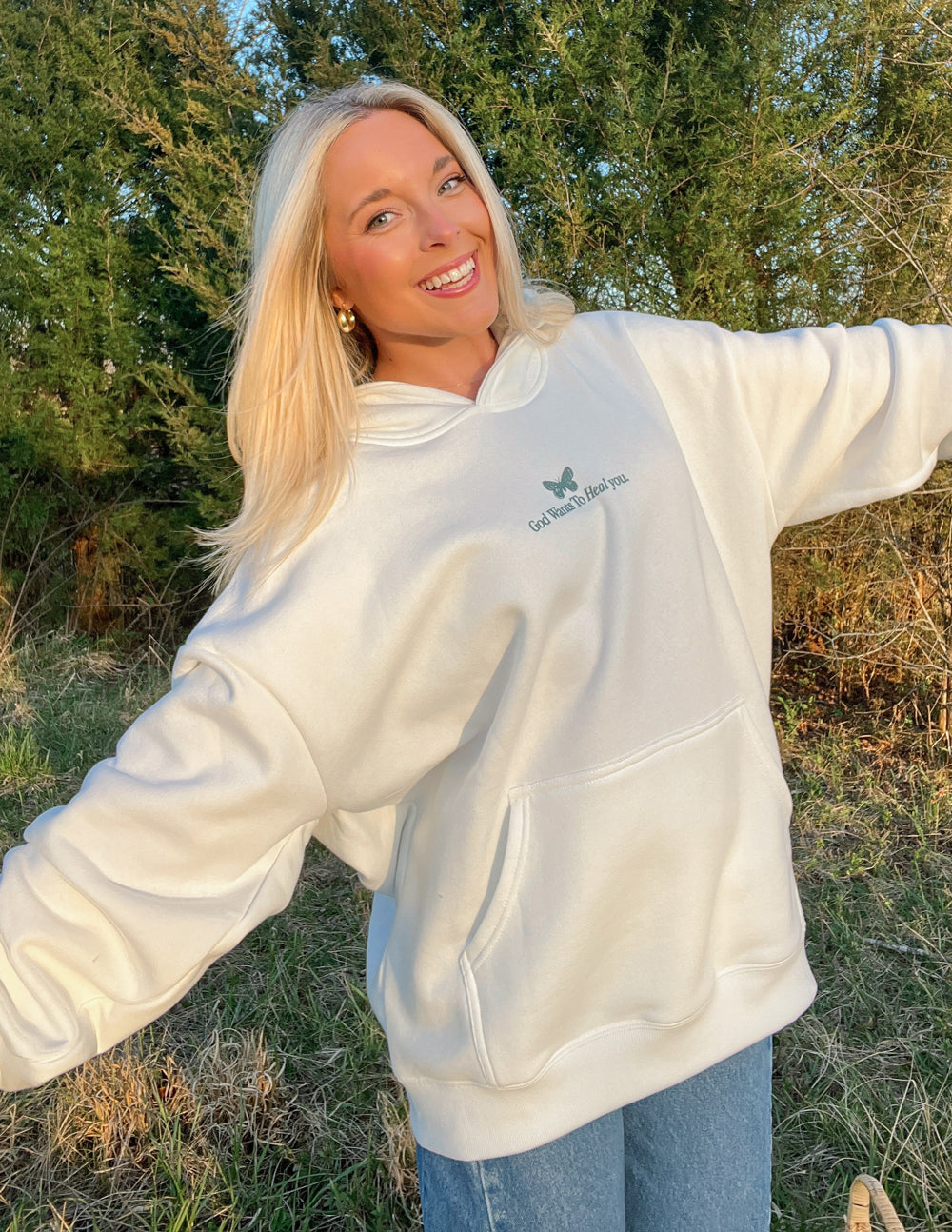 God Heals Unisex Hoodie Relaxed Fit Stalactite