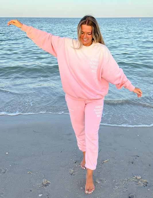 Pink Unisex Sweatpant Relaxed Fit God Is Always With Me
