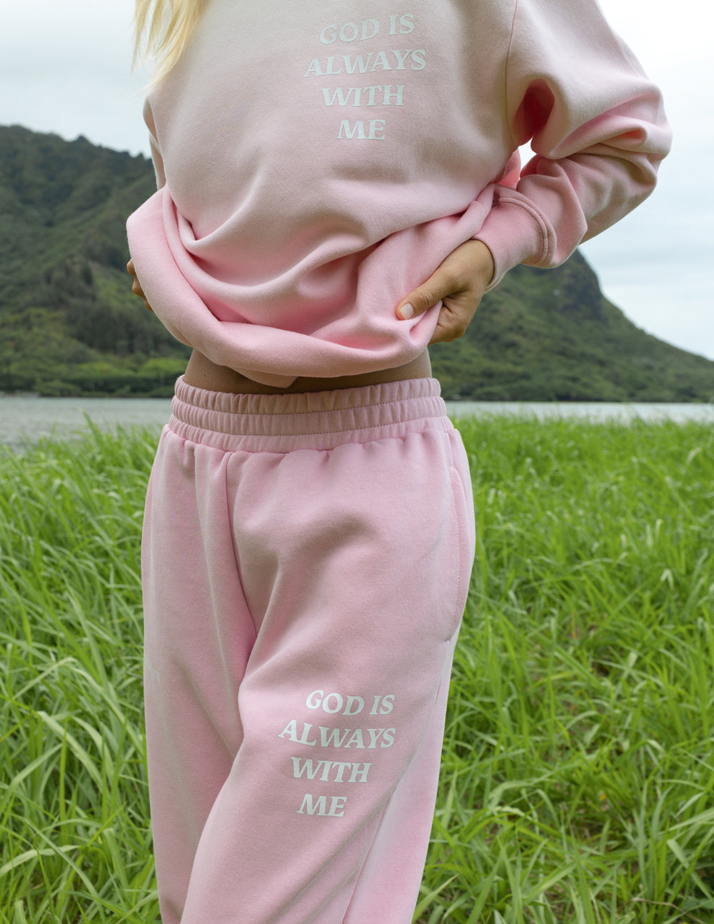 Pink Unisex Sweatpant Relaxed Fit God Is Always With Me