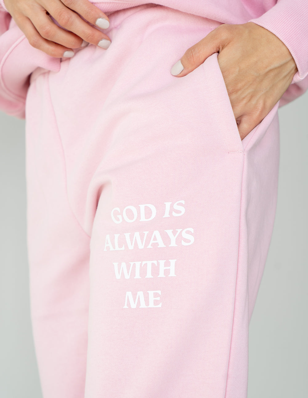 Pink Unisex Sweatpant Relaxed Fit God Is Always With Me