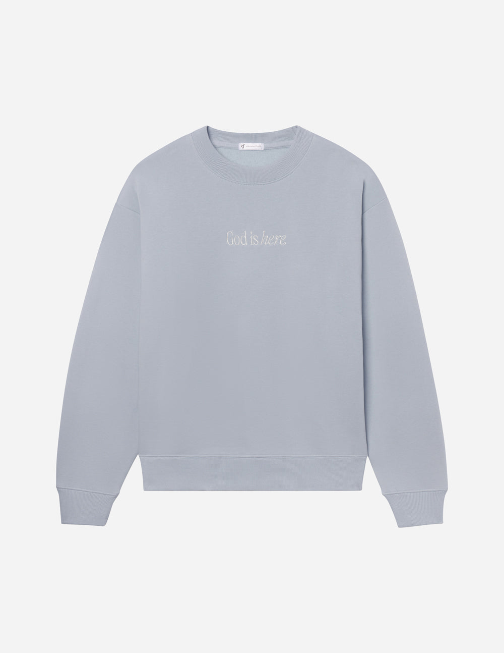 God Is Here Pearl Blue Unisex Crewneck
