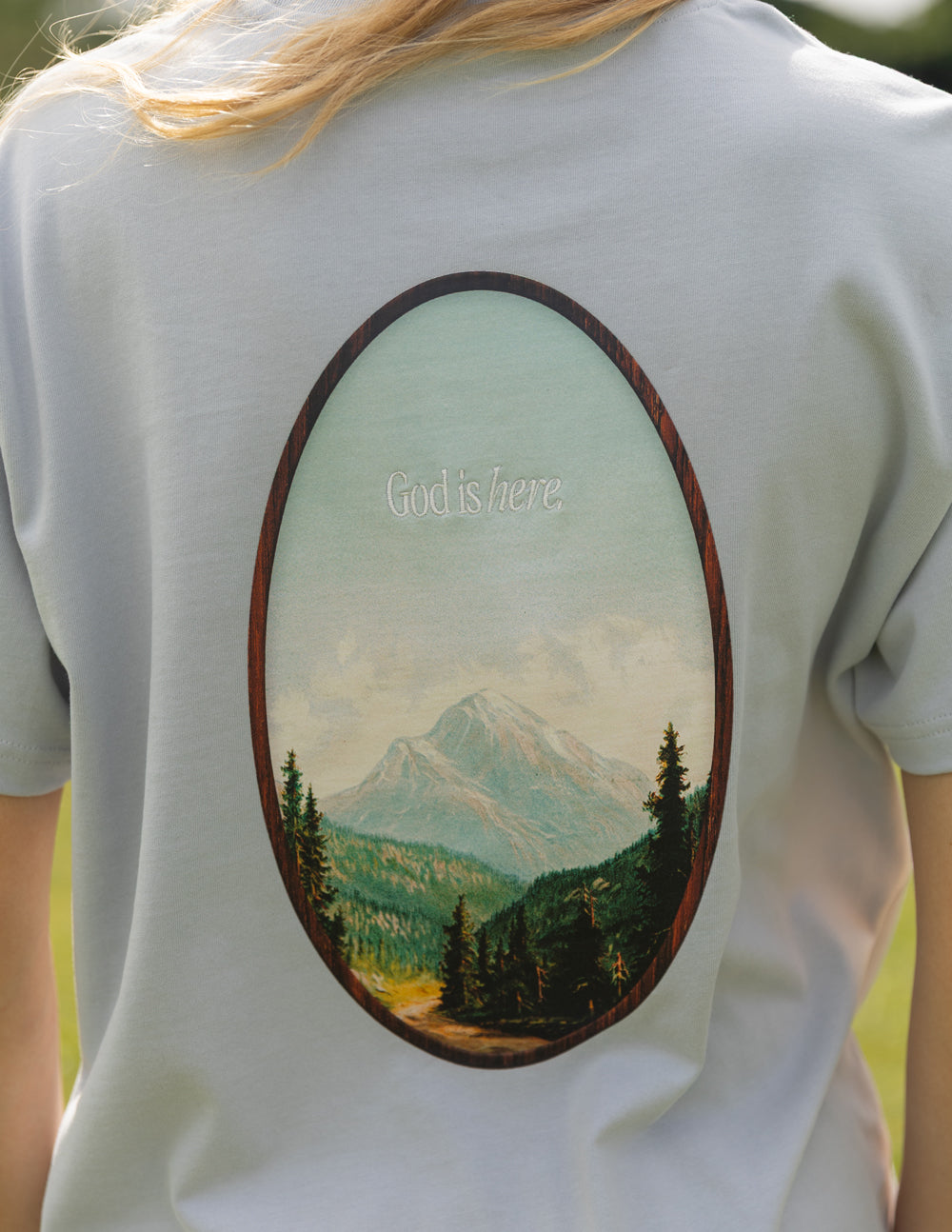 God Is Here Pearl Blue Oversized Unisex Tee