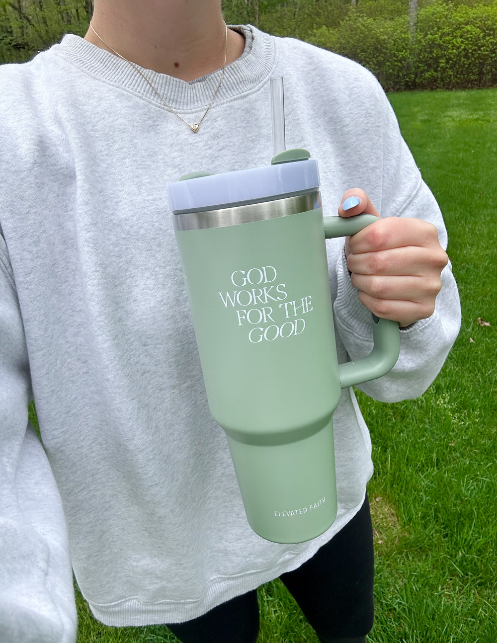 God Works for the Good 40 oz Stainless Steel Tumbler