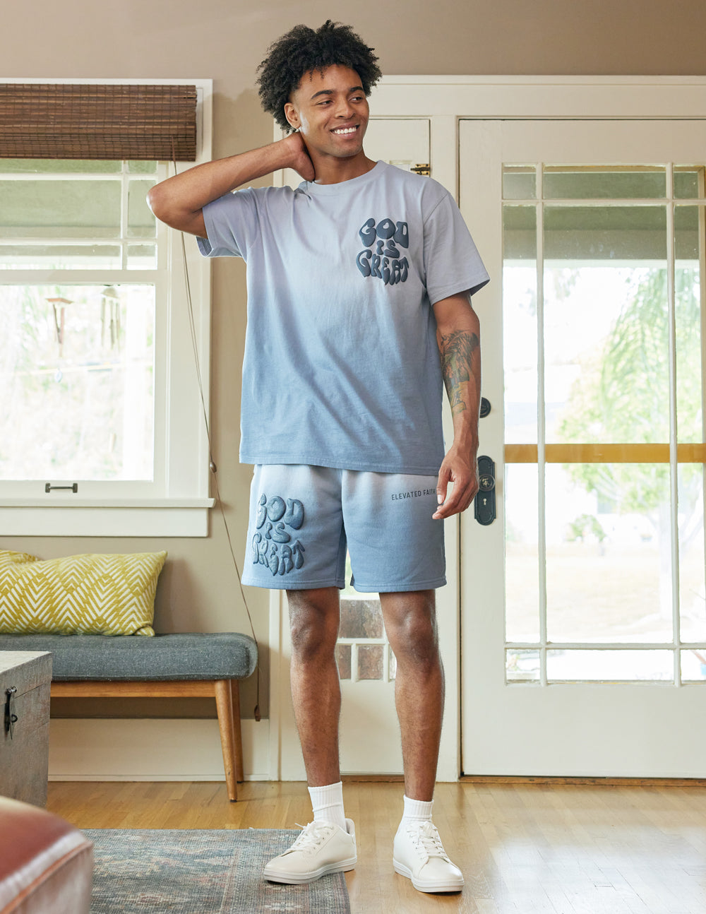 God is Great Relaxed Unisex Short Blue Mirage Ombre