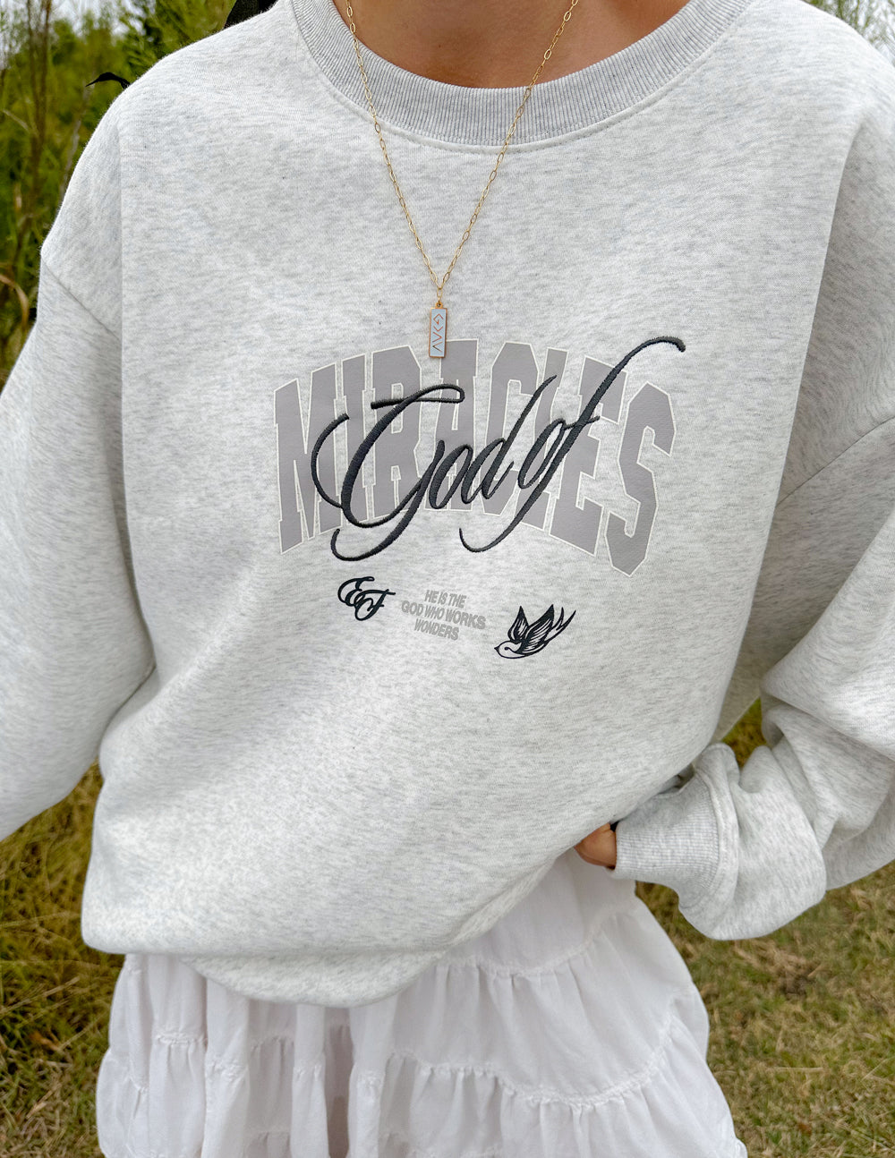 God of Miracles Heather Grey Unisex Crewneck