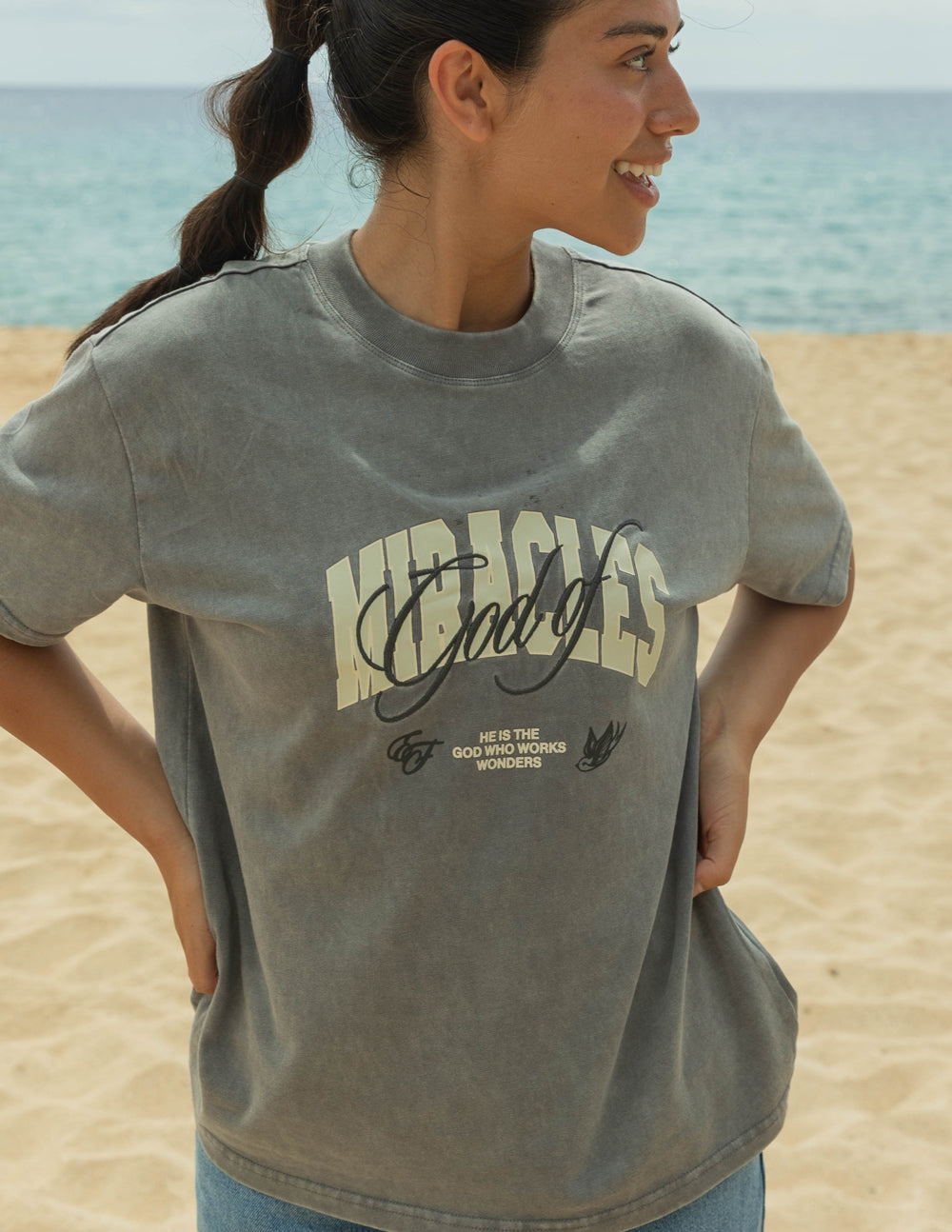 God of Miracles Grey Mist Unisex Tee
