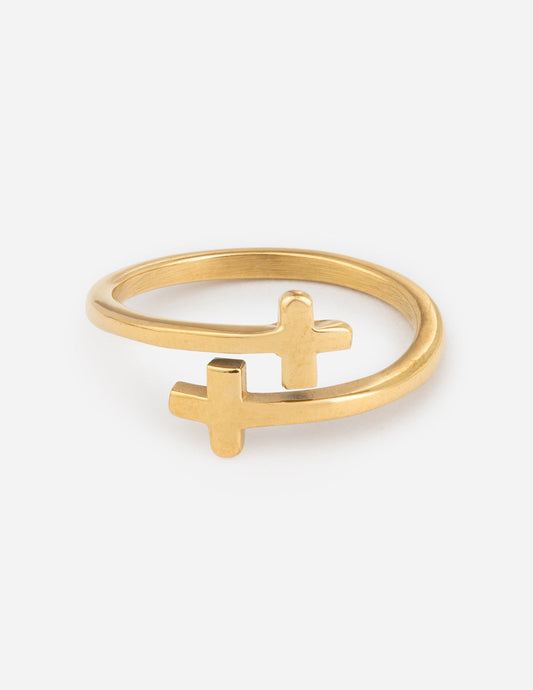 Gold Wrapped Cross Ring Religious Jewelry