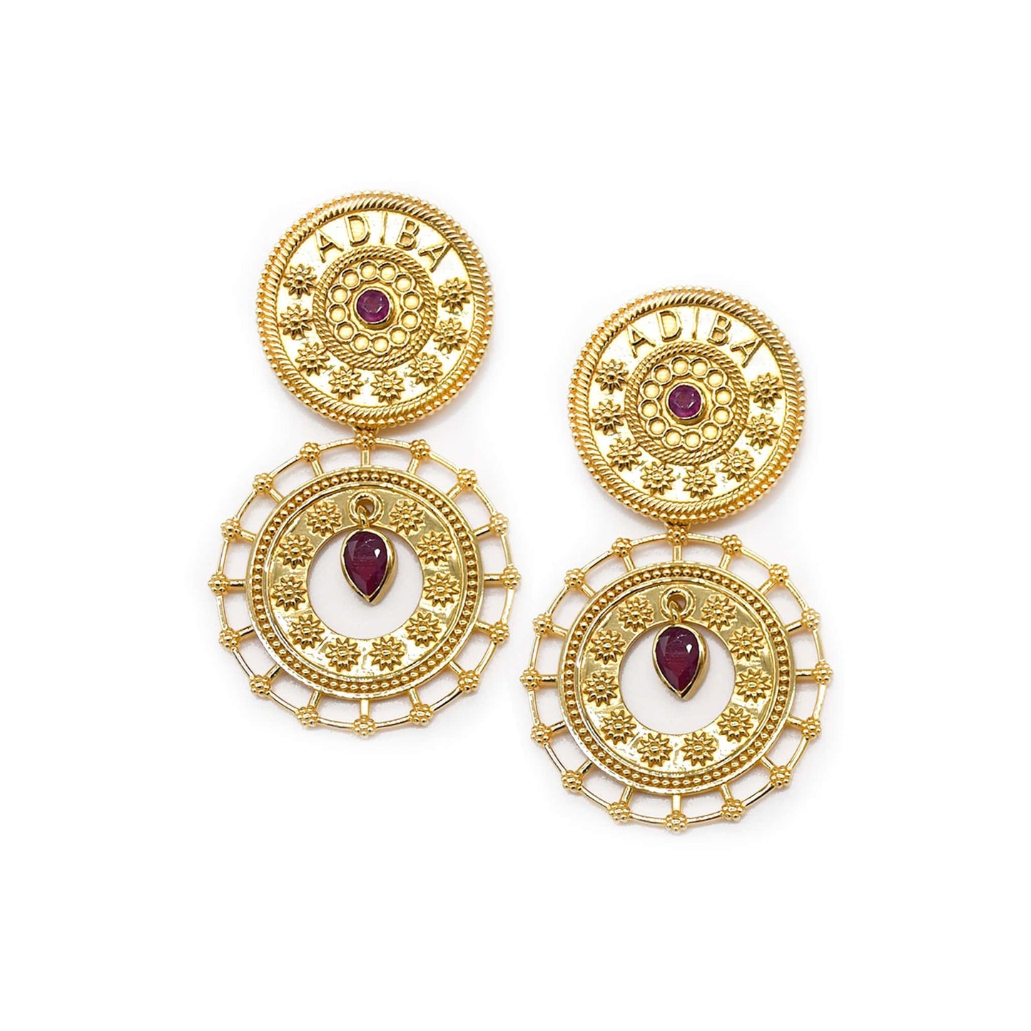 Gold Ruby 18k Gold Vermeil Earrings ADIBA