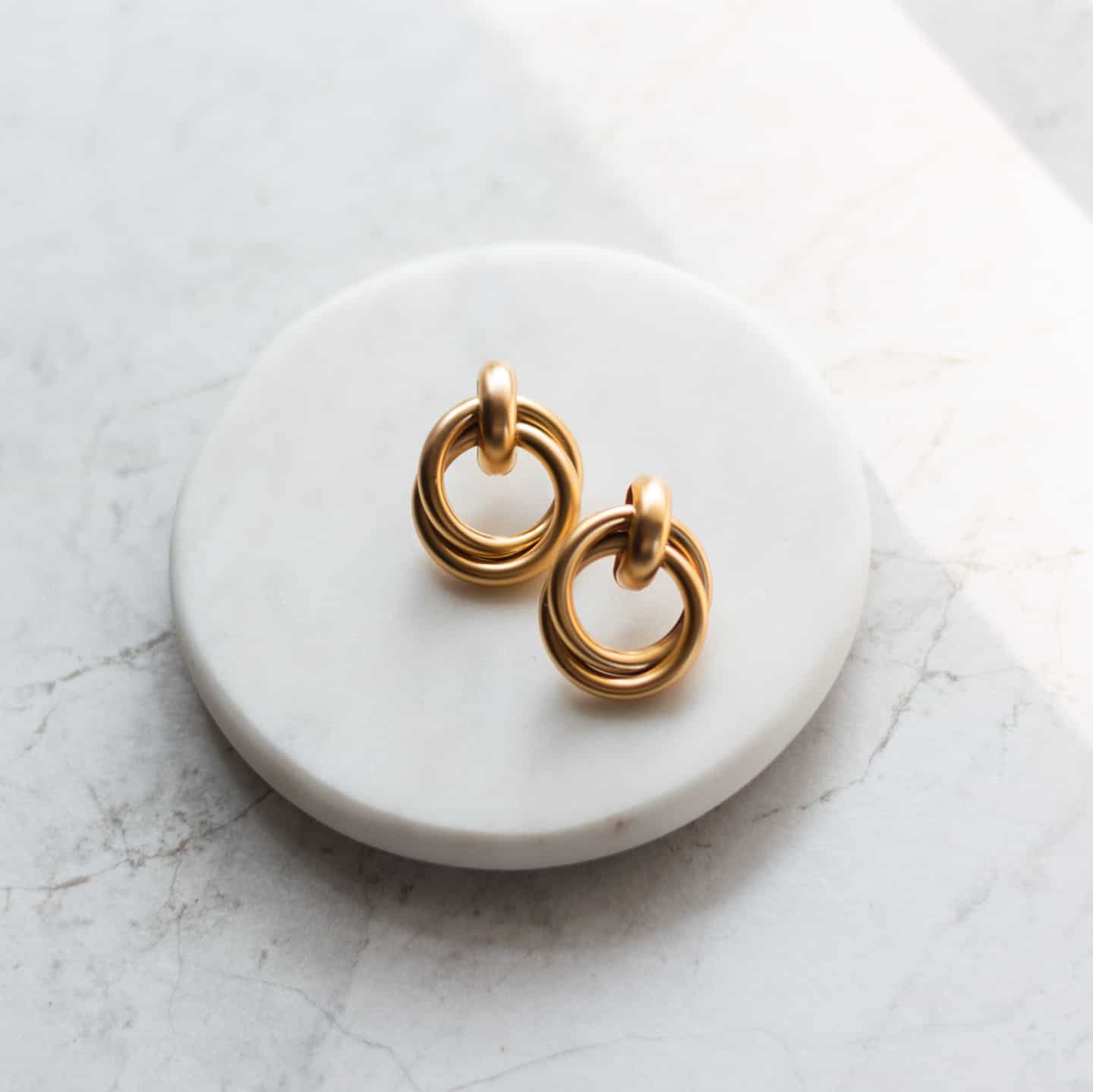 Gold Plated Knot Earrings Statement Earrings Sela Designs
