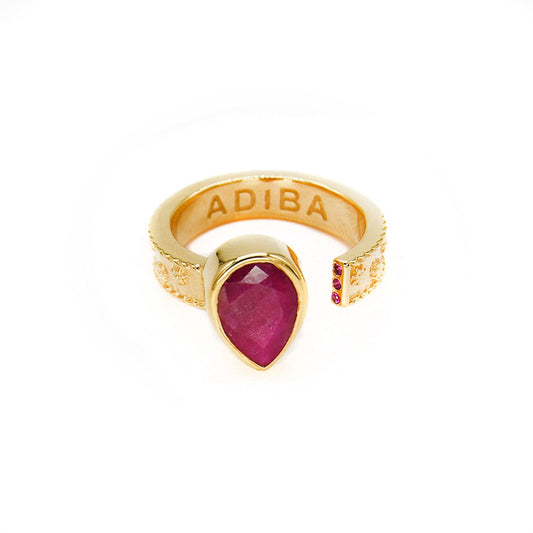 Gold Ruby Vermeil Resizable Ring S925 Sterling Silver ADIBA