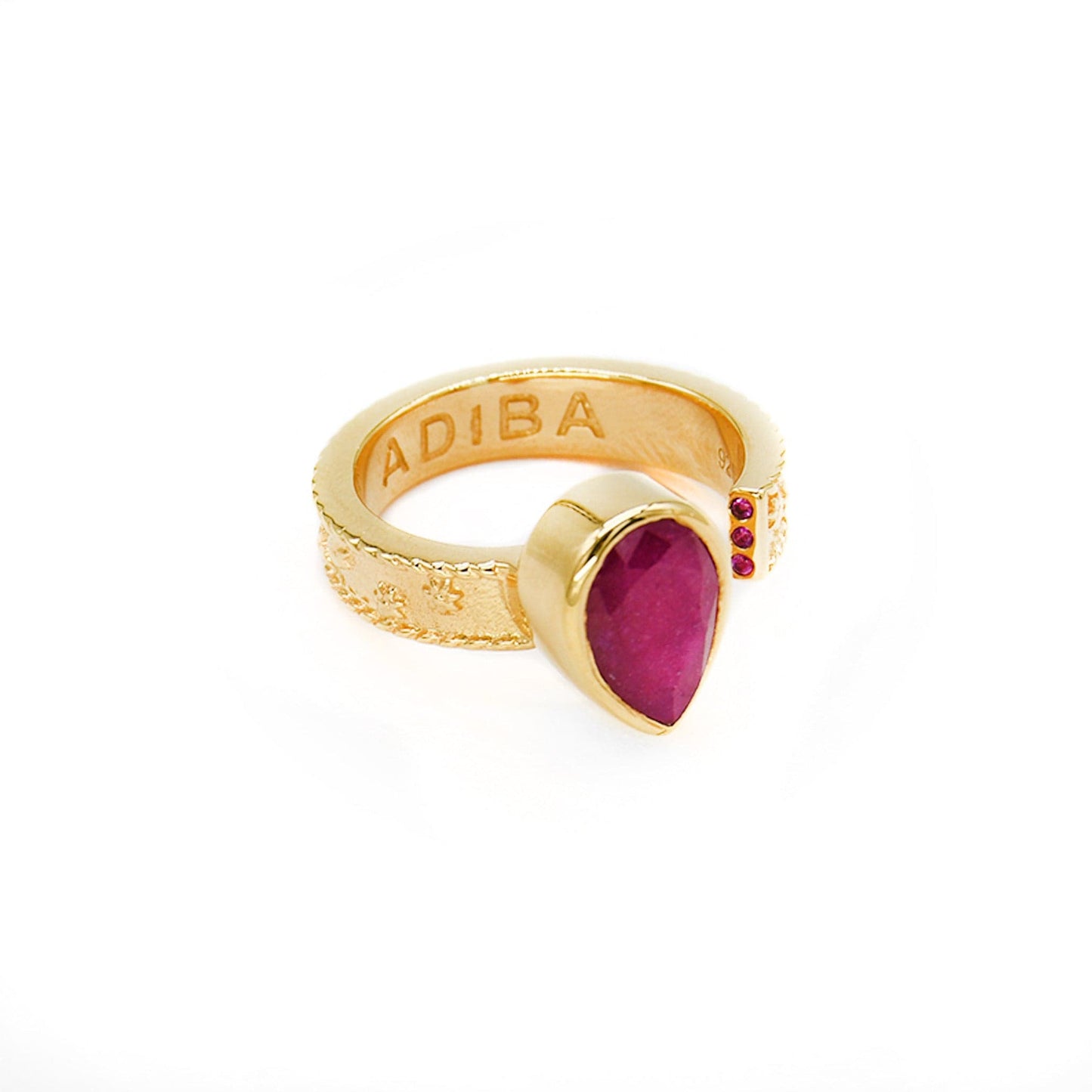 Gold Ruby Vermeil Resizable Ring S925 Sterling Silver ADIBA
