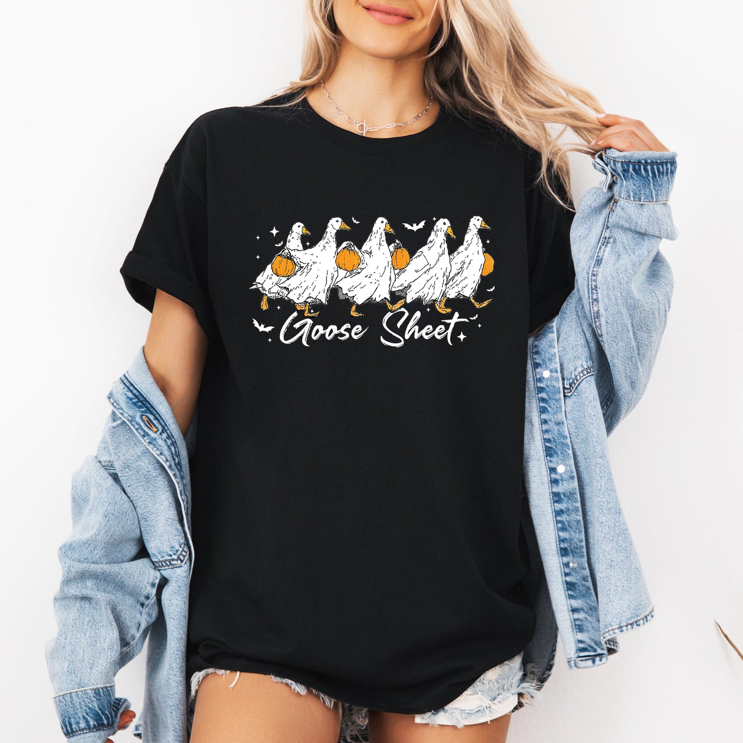 Goose Sheet Cute Halloween Trick or Treat T-shirt Refinery Number One