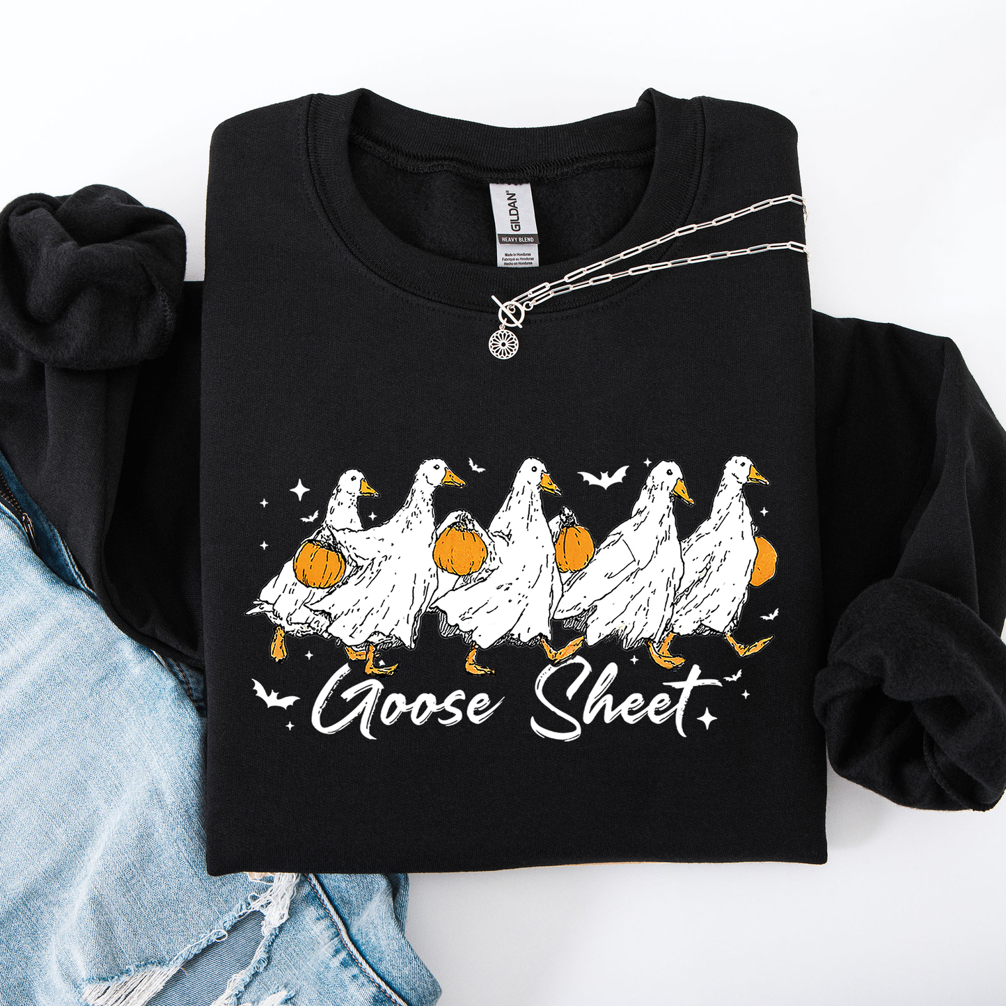 Halloween Cute Goose Sheet Trick or Treat Sweatshirt Refinery Number One