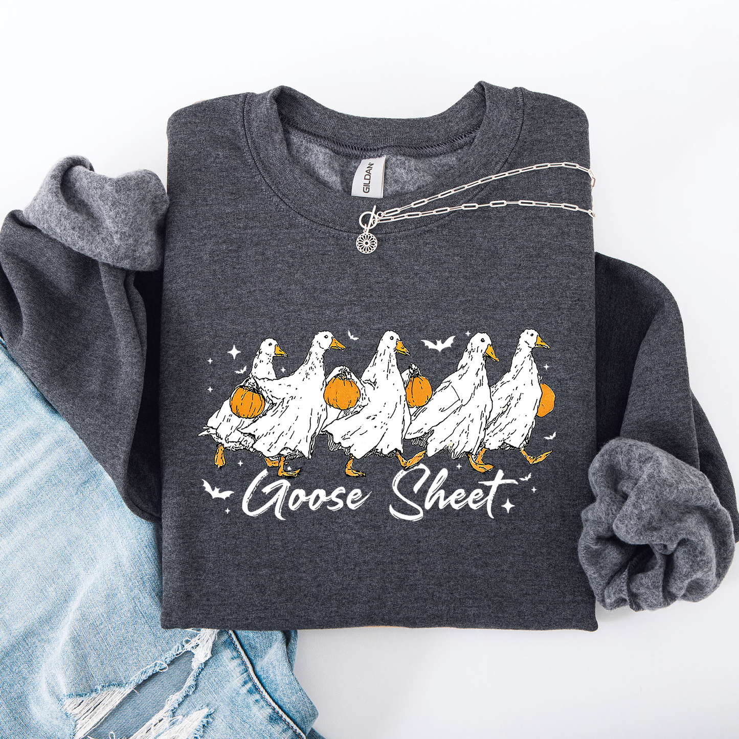 Halloween Cute Goose Sheet Trick or Treat Sweatshirt Refinery Number One