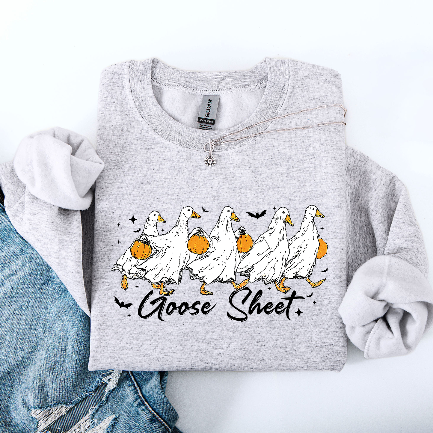 Halloween Cute Goose Sheet Trick or Treat Sweatshirt Refinery Number One