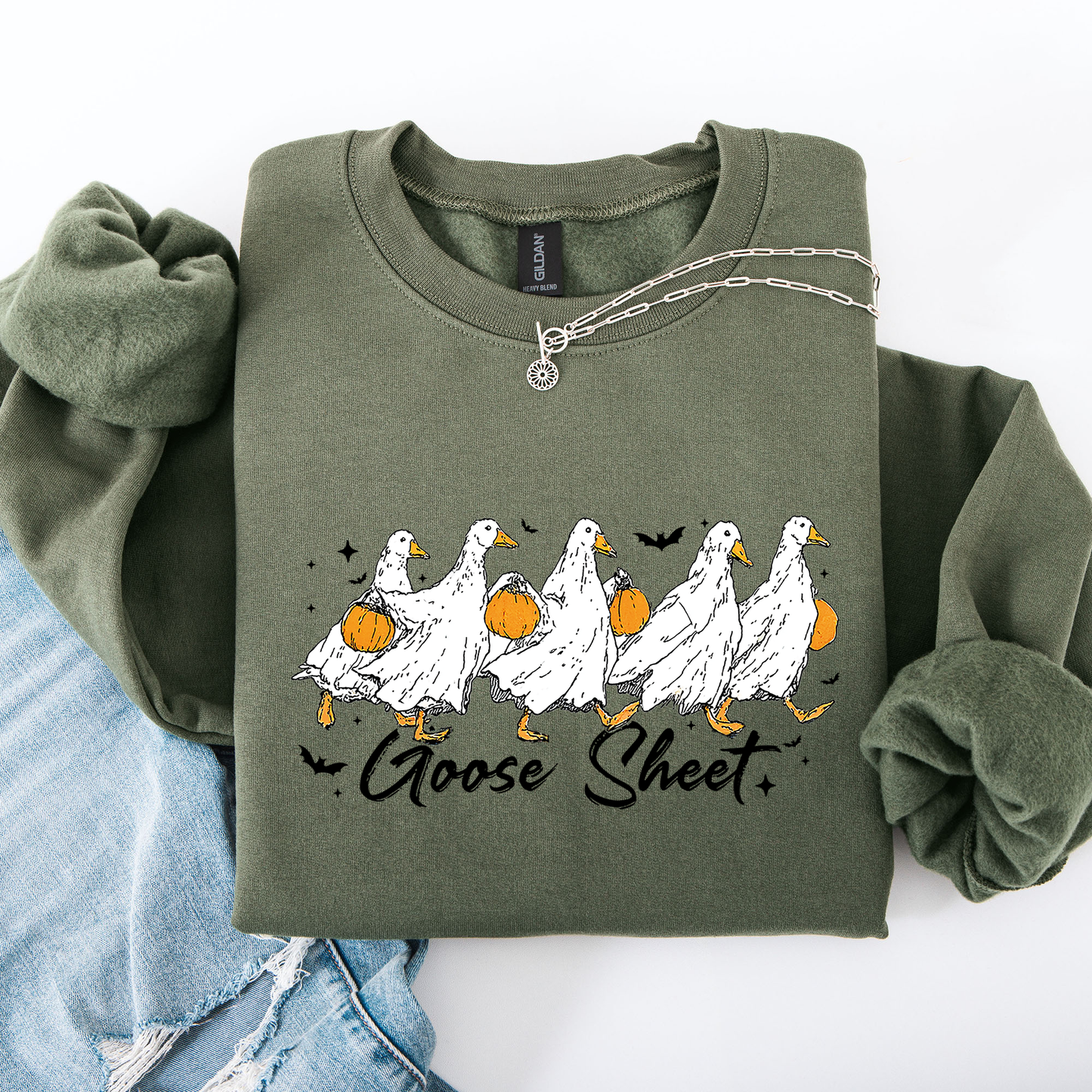 Halloween Cute Goose Sheet Trick or Treat Sweatshirt Refinery Number One
