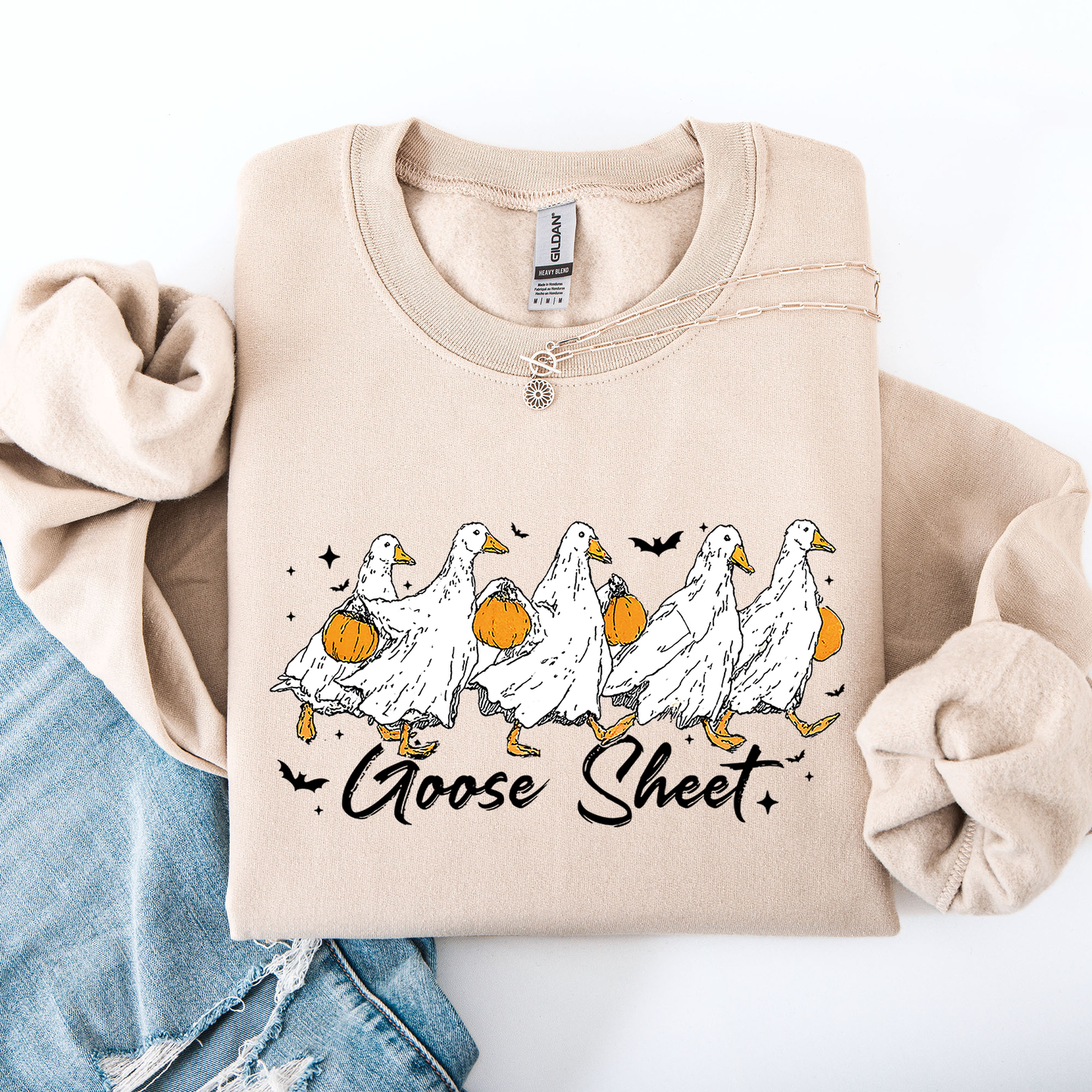 Halloween Cute Goose Sheet Trick or Treat Sweatshirt Refinery Number One