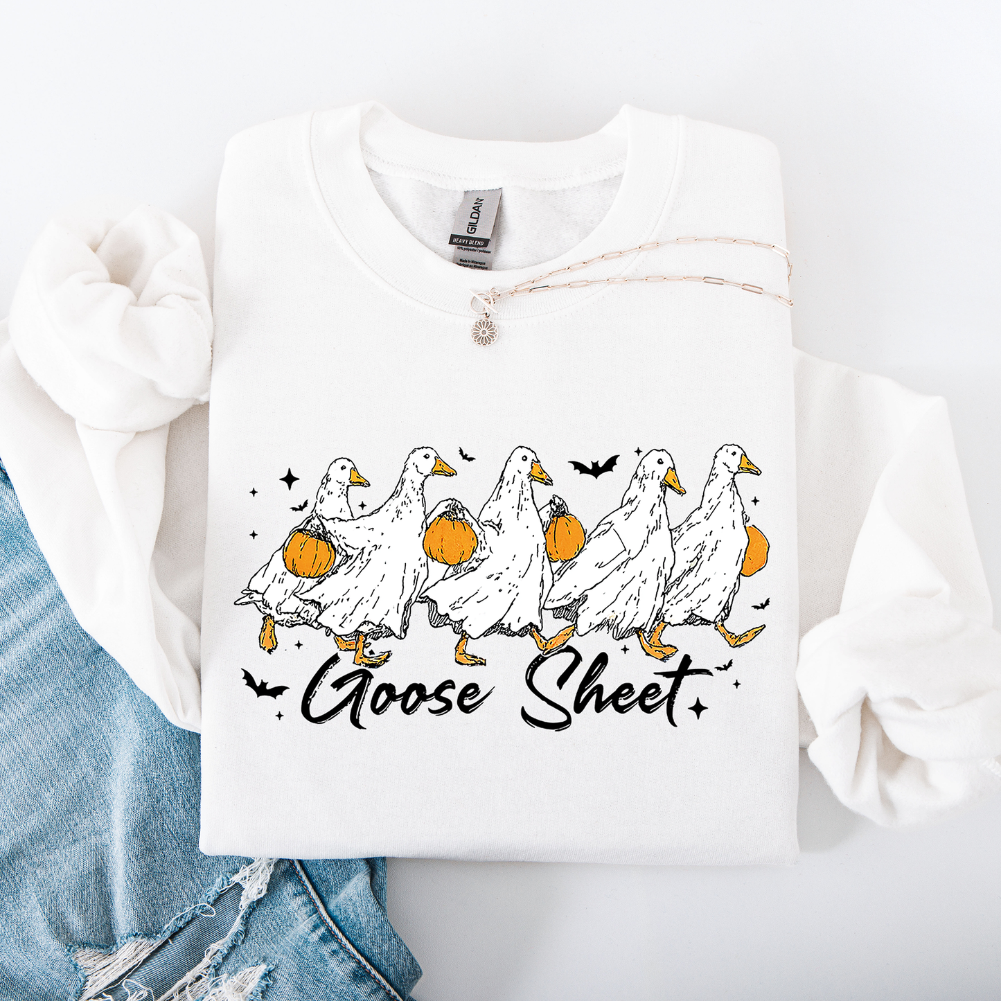 Halloween Cute Goose Sheet Trick or Treat Sweatshirt Refinery Number One