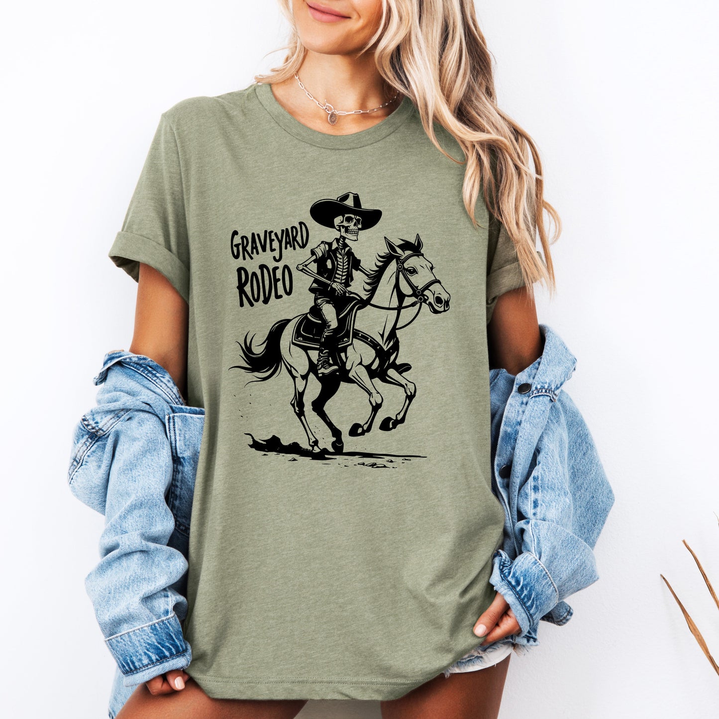 Graveyard Rodeo Cowboy Skeleton Halloween T-shirt Refinery Number One