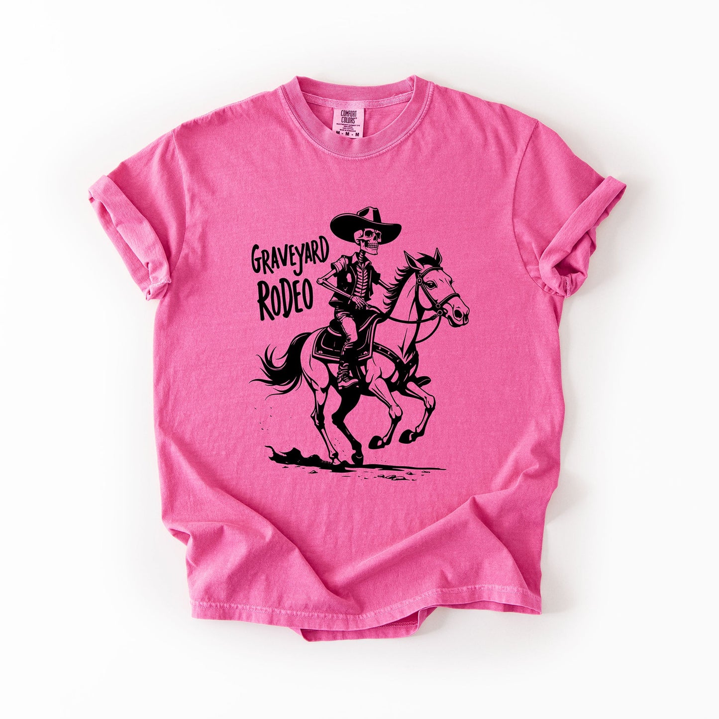 Halloween Cowboy Skeleton Comfort Colors T-Shirt Graveyard Rodeo