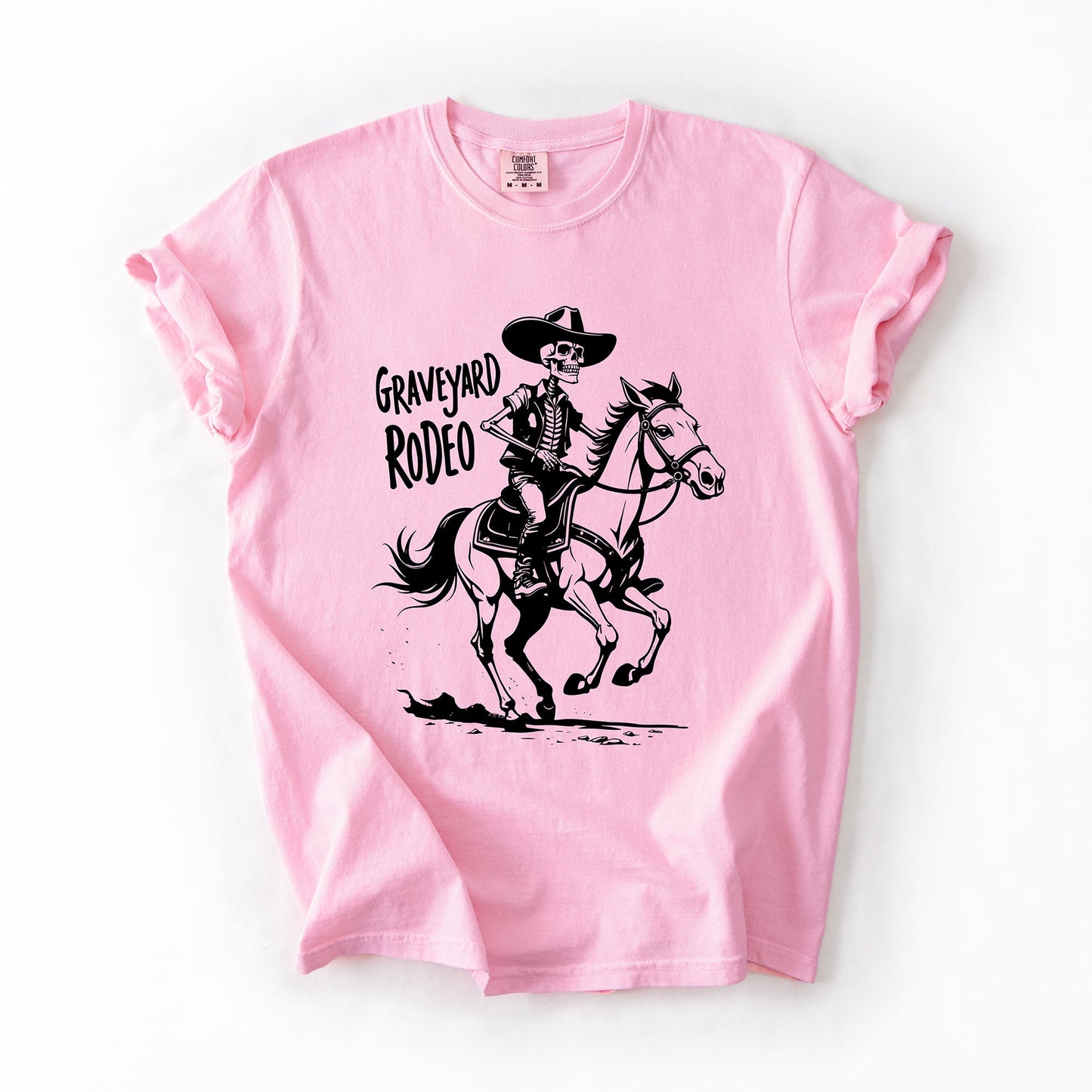 Halloween Cowboy Skeleton Comfort Colors T-Shirt Graveyard Rodeo