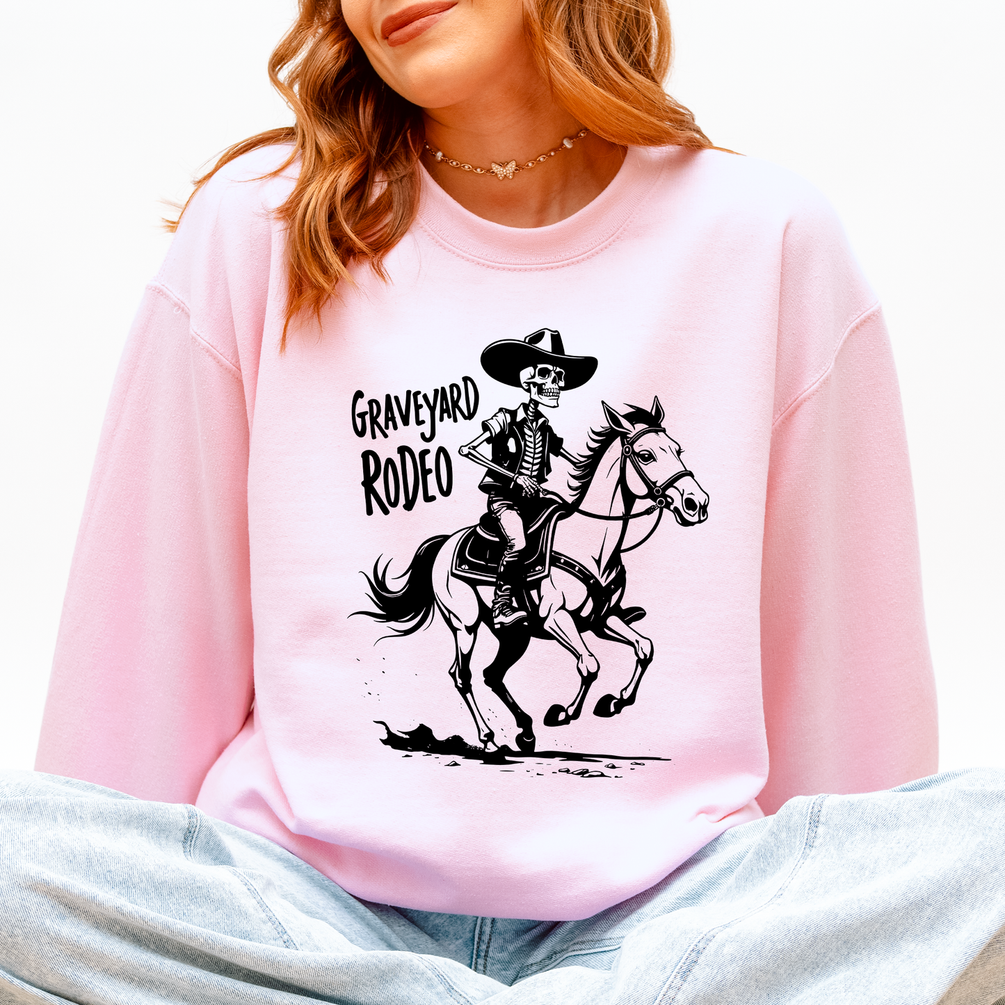Graveyard Rodeo Cowboy Skeleton Halloween Sweatshirt Refinery Number One