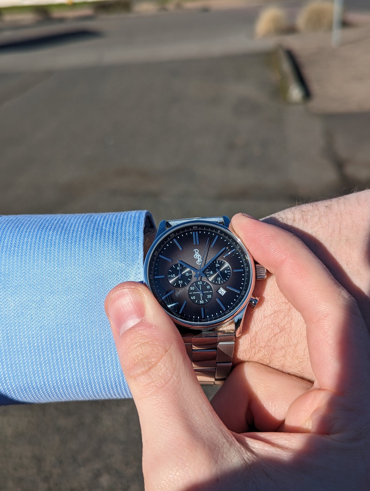 Gray Retro Chronograph Watch with 316L Stainless Steel Case The Beyond Boring Watch Company