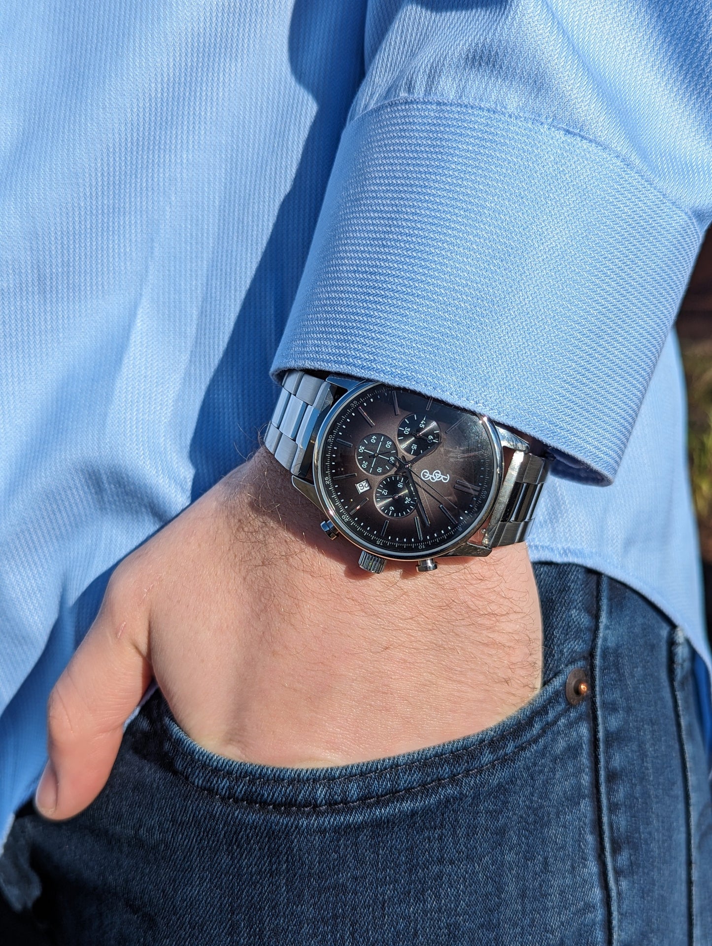 Gray Retro Chronograph Watch with 316L Stainless Steel Case The Beyond Boring Watch Company