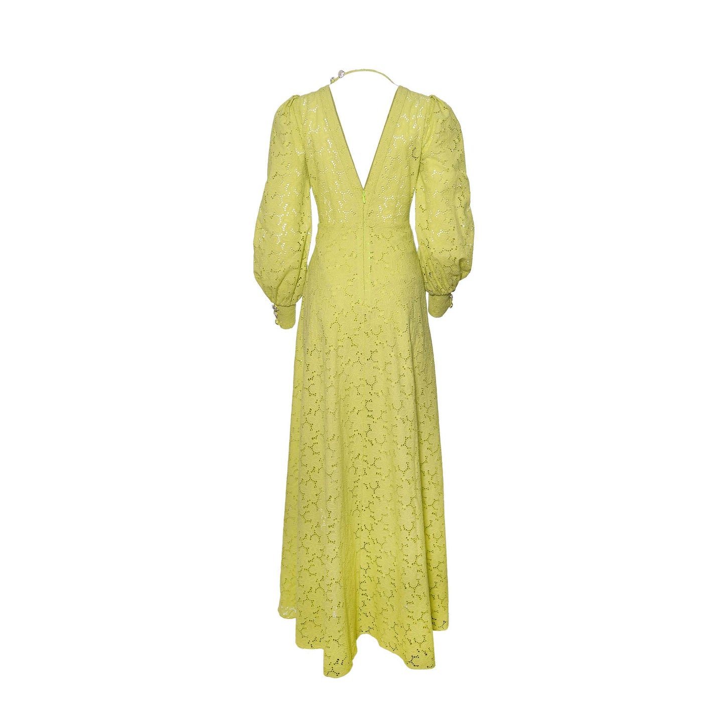 Lime Green Eyelet Long Dress Verna