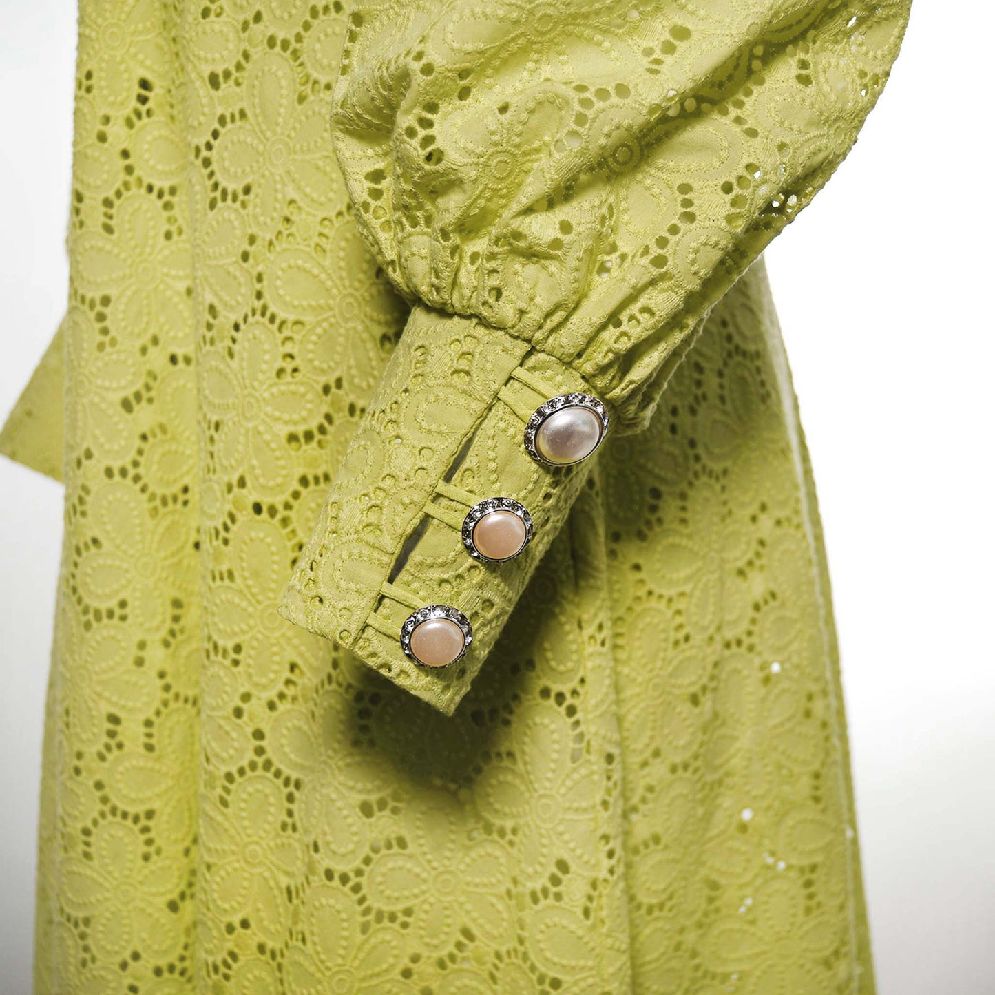 Lime Green Eyelet Long Dress Verna