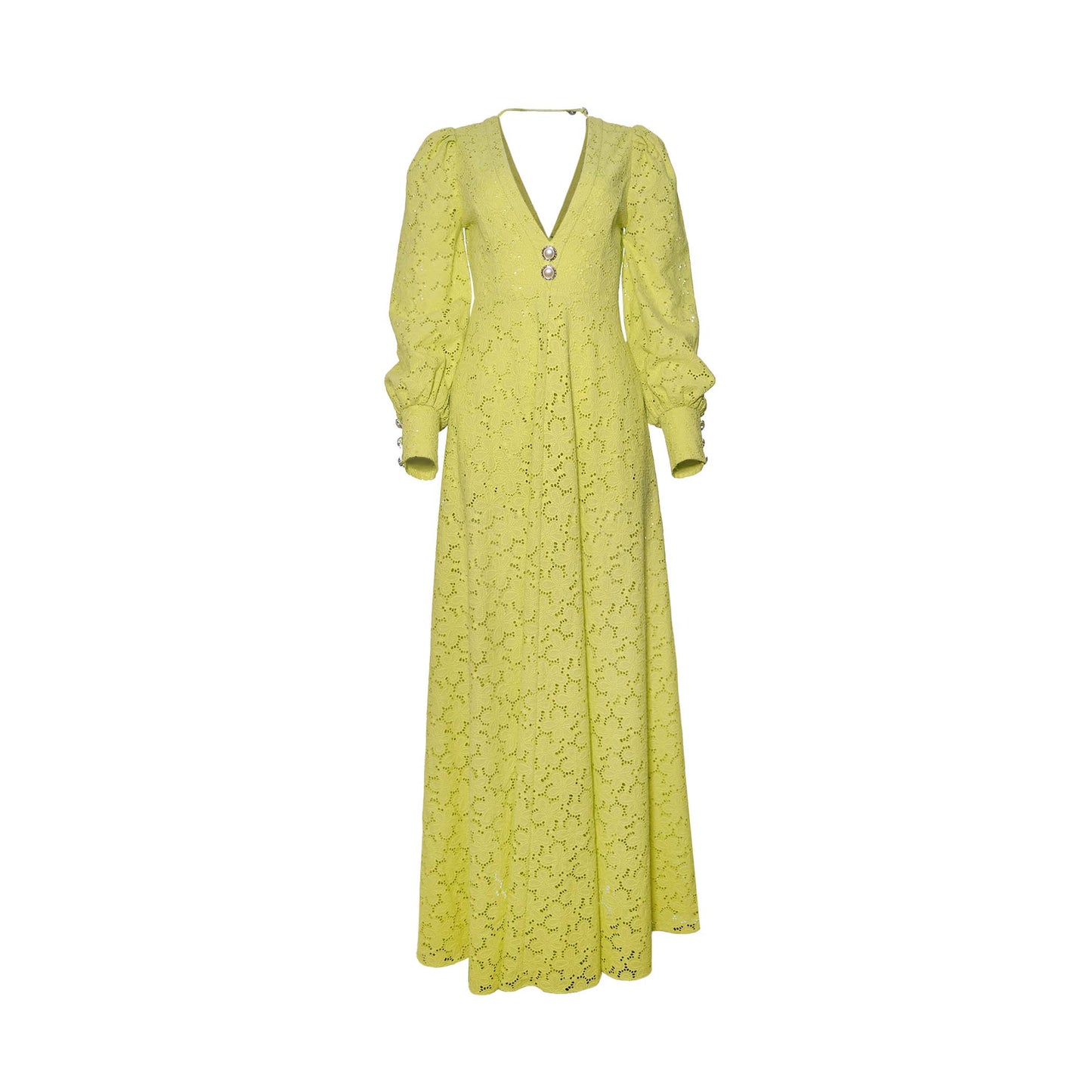 Lime Green Eyelet Long Dress Verna