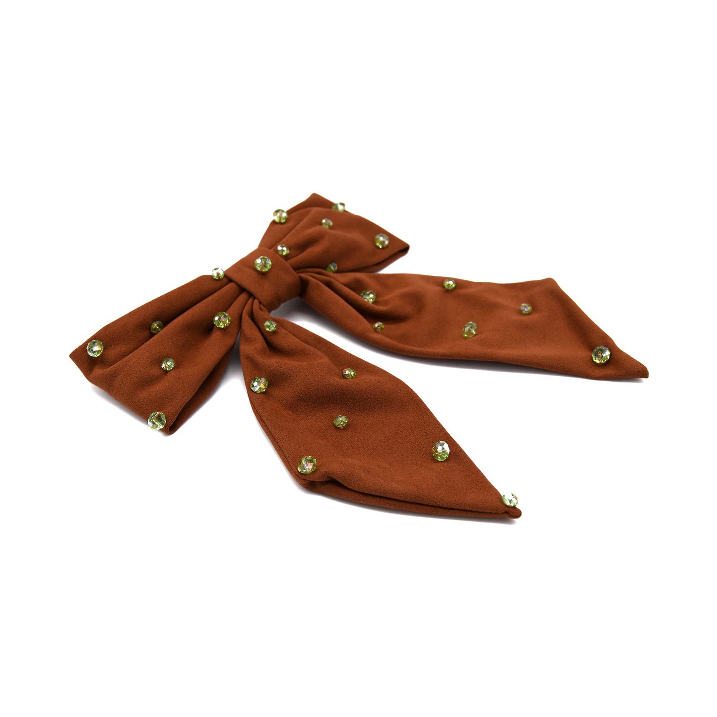 Green Rust Hair Barrette Hand Sewn with Crystals ADIBA