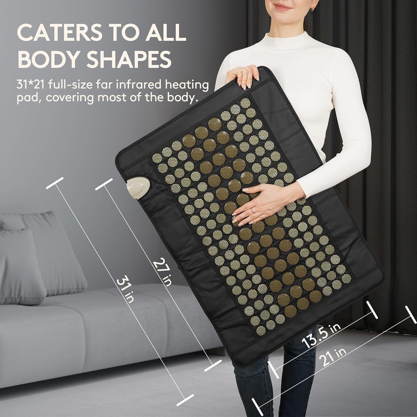 Far Infrared Natural Jade and Tourmaline Heating Pad 31" x 21"