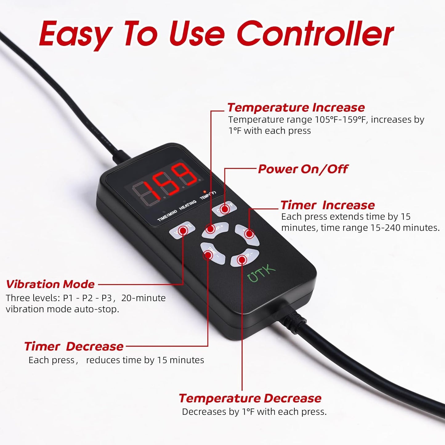 Wearable Far Infrared Adjustable Heating Pad for Back Pain Relief