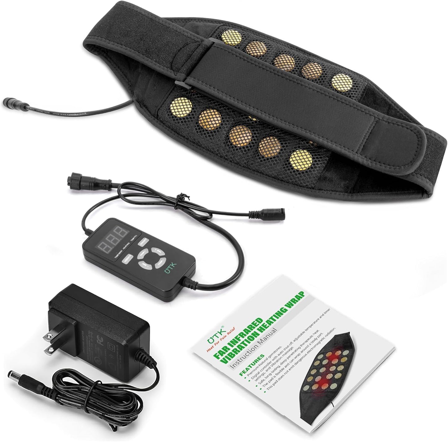 Wearable Far Infrared Adjustable Heating Pad for Back Pain Relief