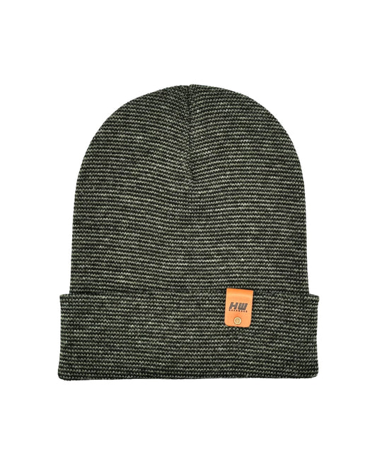 Classic Fusion Cuffed Beanie Black Green Made in USA HAAKWEAR