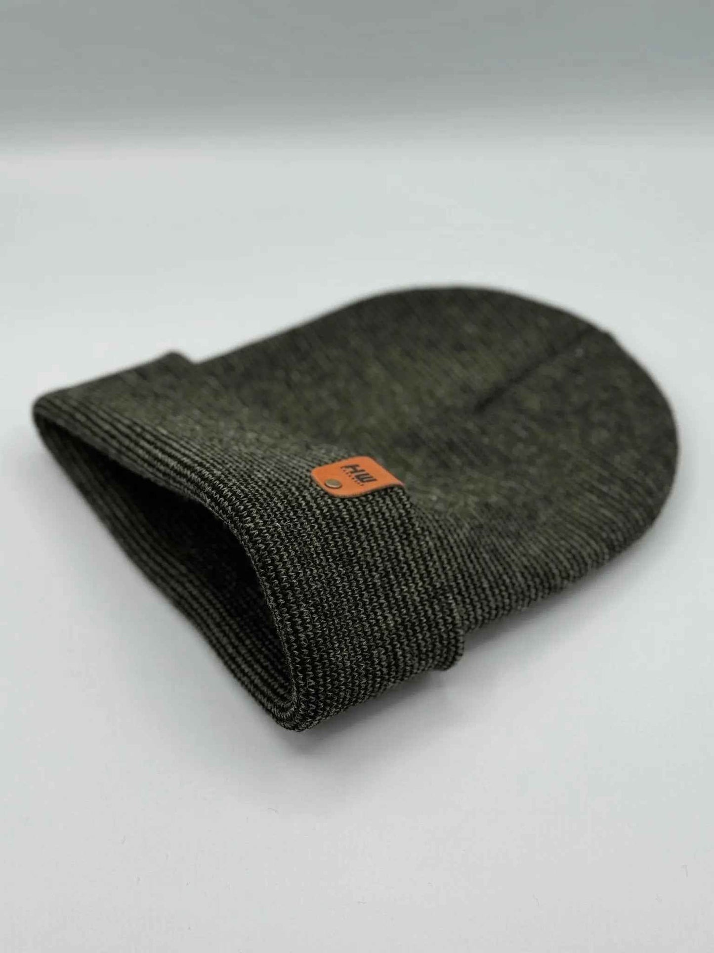 Classic Fusion Cuffed Beanie Black Green Made in USA HAAKWEAR