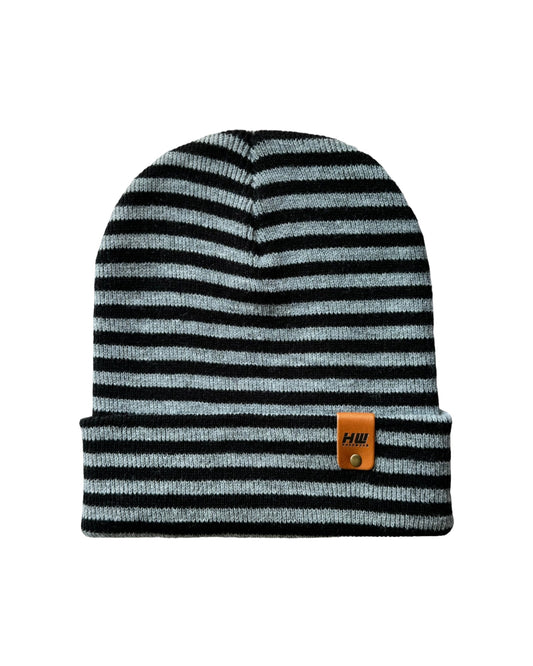 Cuffed Beanie Black Gray Classic RORO Hat HAAKWEAR