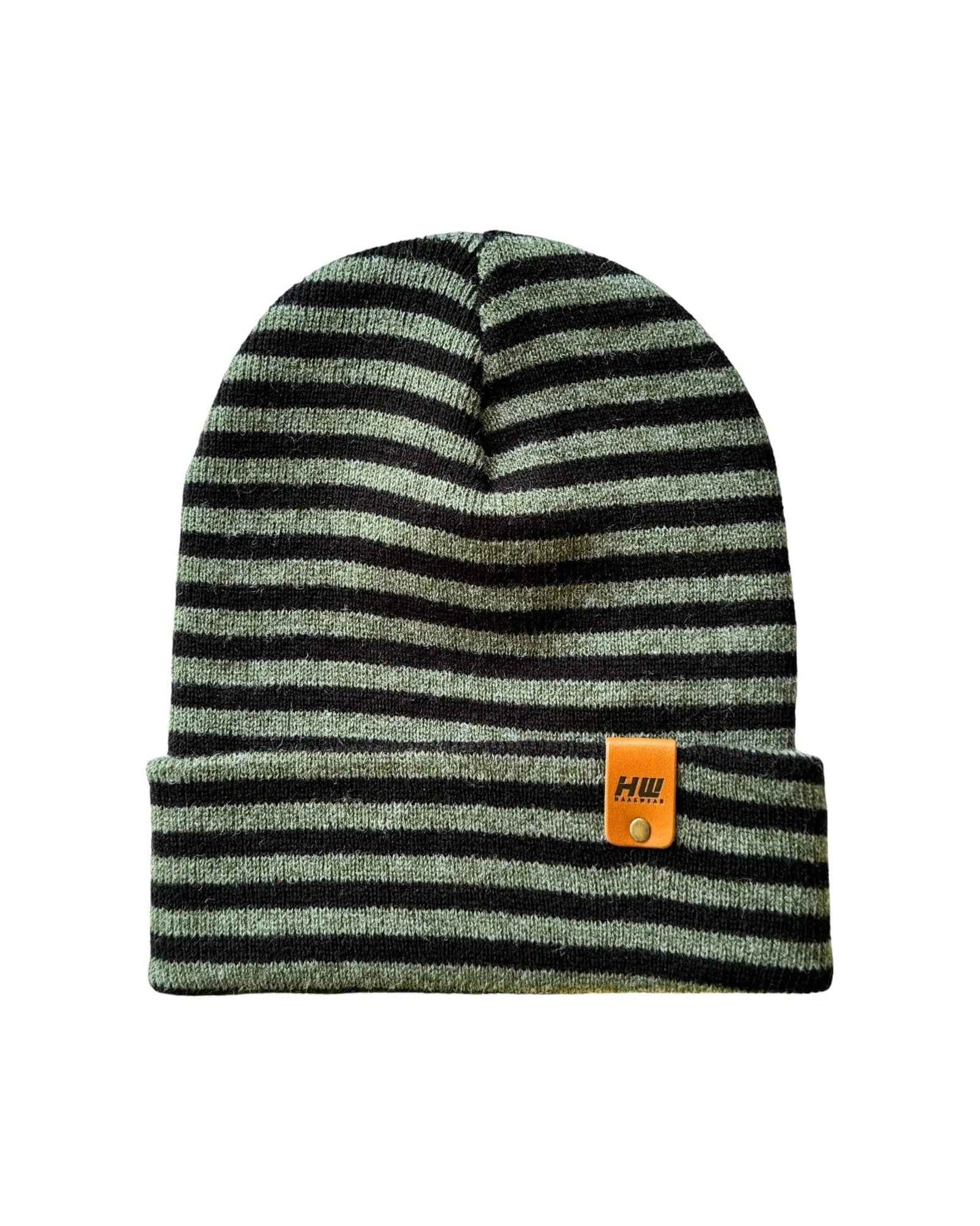 Classic RORO Cuffed Beanie Black Green Hat HAAKWEAR