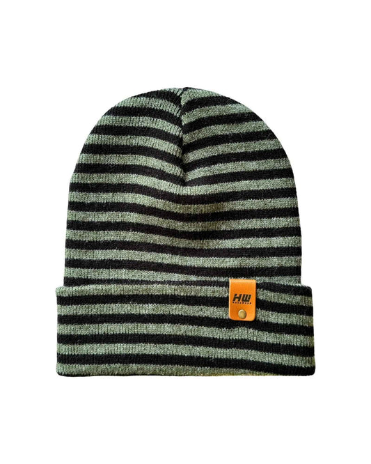 Classic RORO Cuffed Beanie Black Green Hat HAAKWEAR