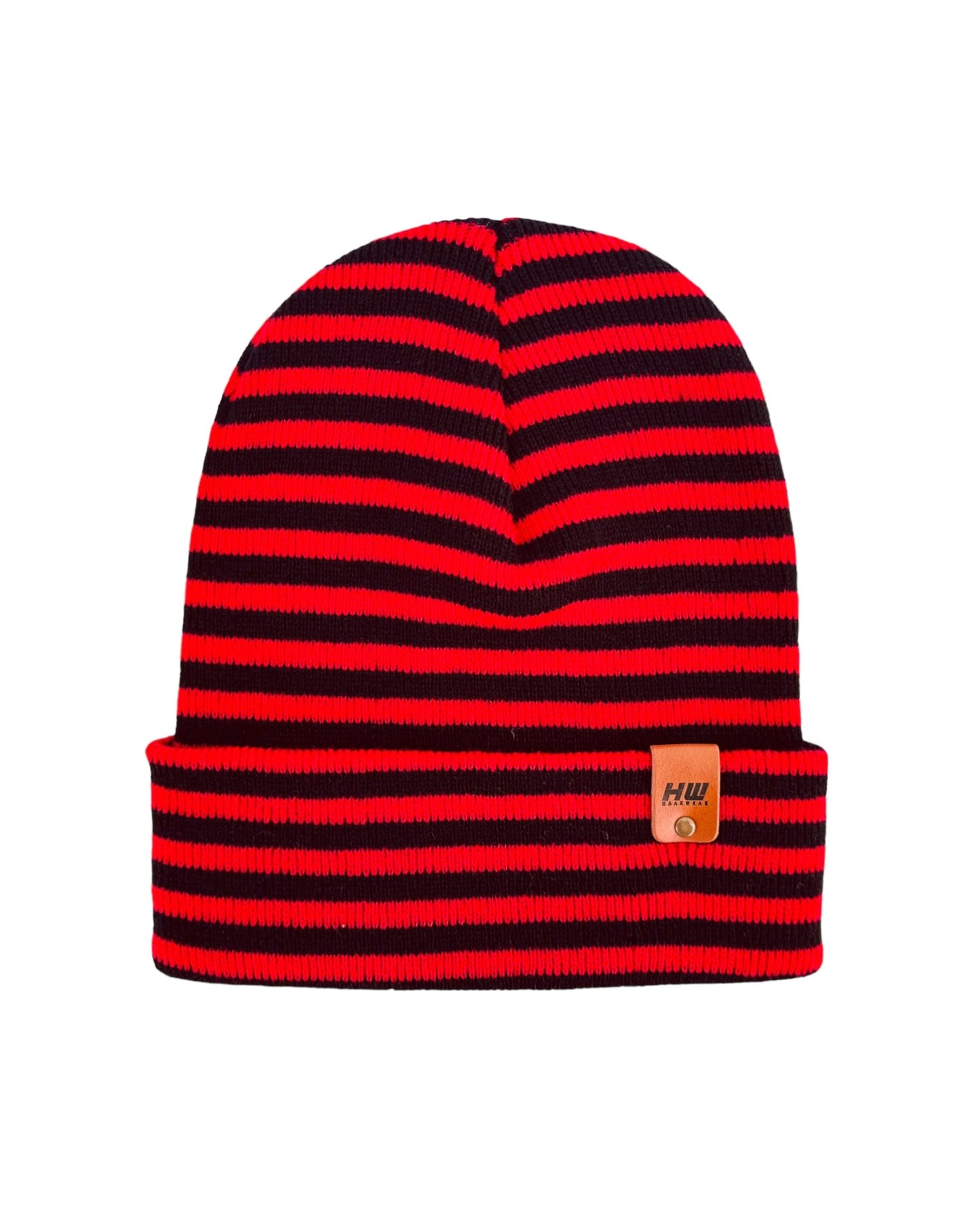 Cuffed Beanie Black Red Classic RORO Hat HAAKWEAR